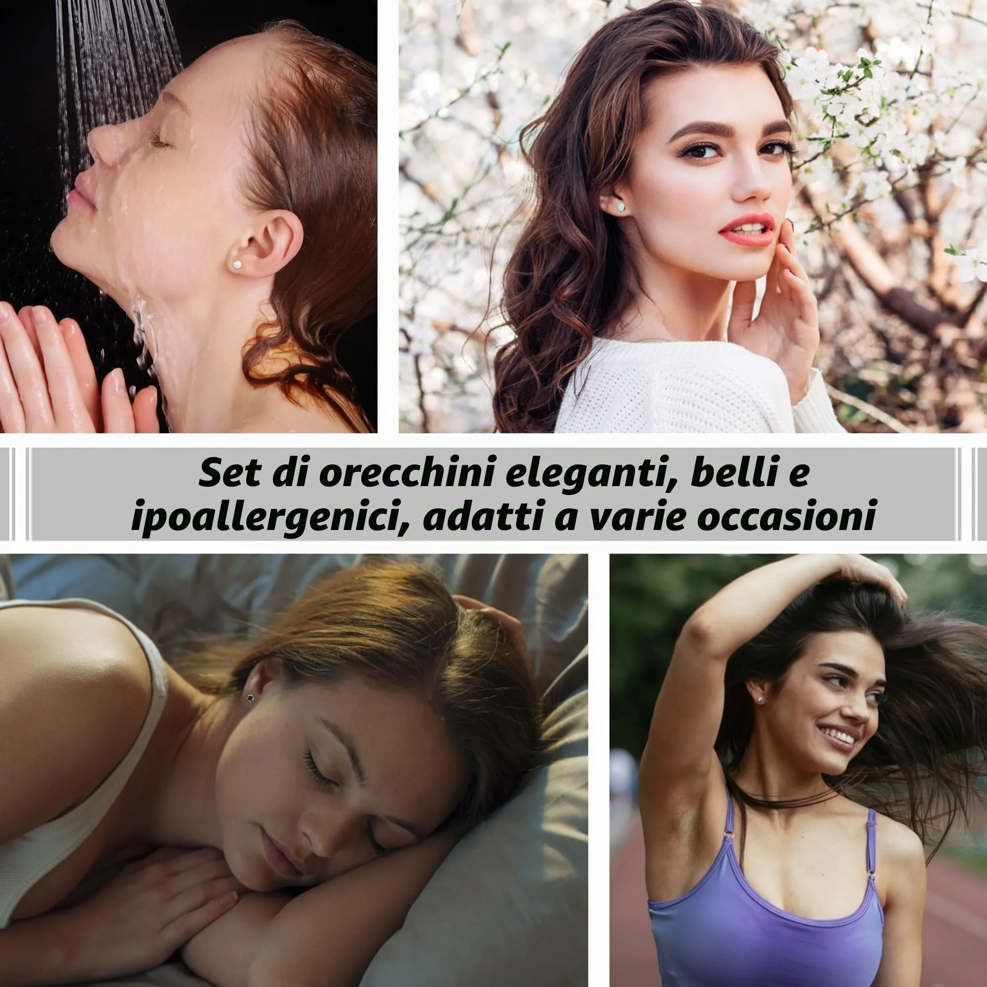 LOFITOR Set di 9 Paia di Orecchini in Titanio Ipoallergenici per Donne e Uomini, Cerchi e Stud per Helix, Trago e Conch (Argento, Oro, Nero) - immagine 6