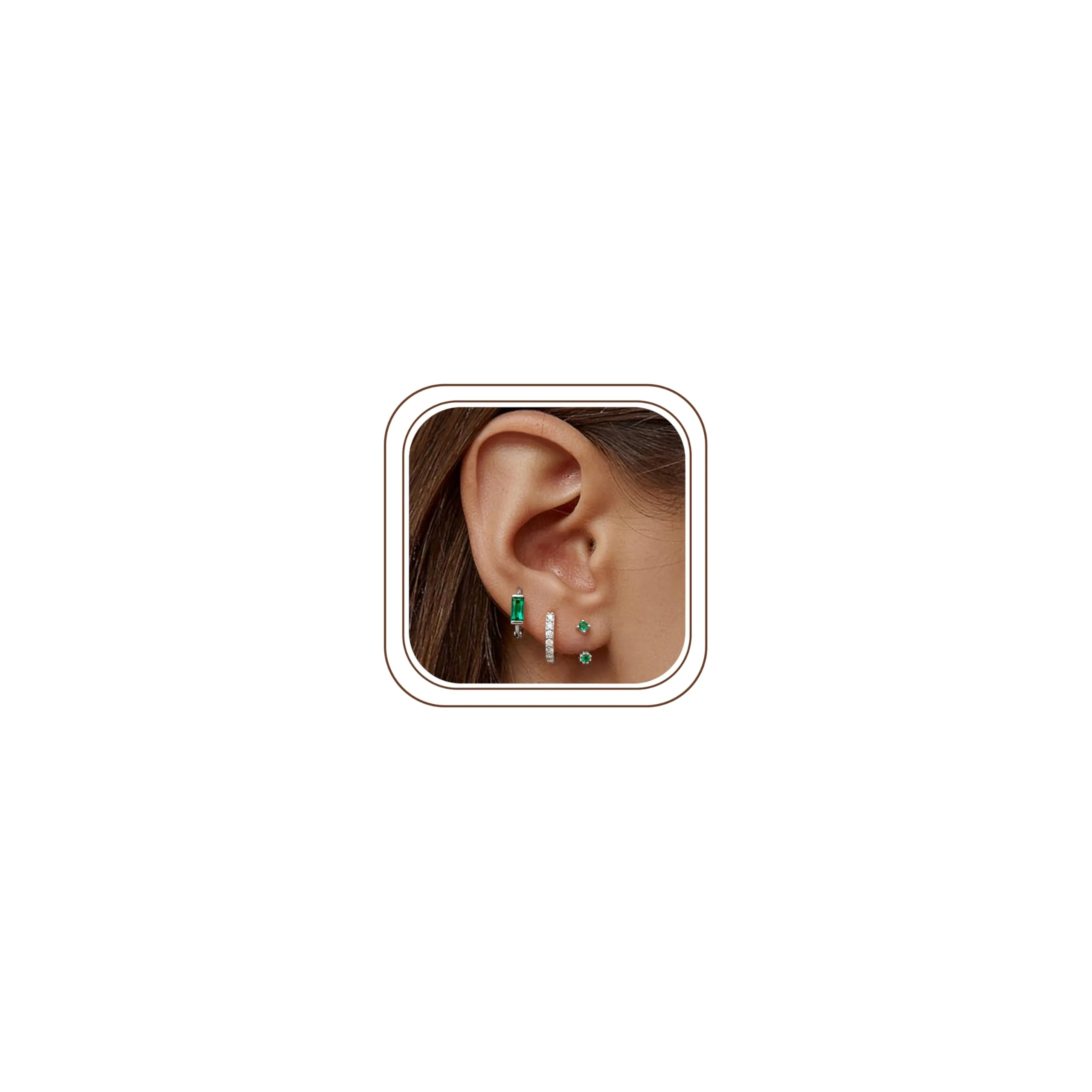 JeweBella Set di 3 Paia di Orecchini in Argento 925 Placcato Oro 14K, Orecchini a Bottone e a Cerchio per Piercing Multipli - immagine 1