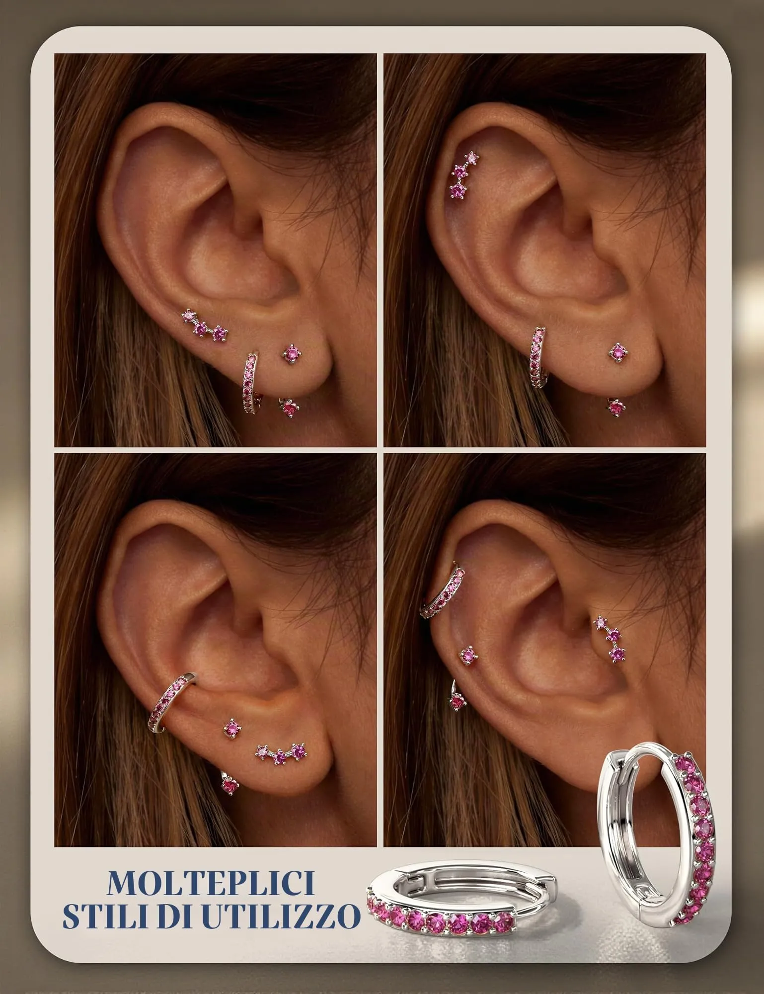 Morfetto Set 3 Paia Orecchini in Argento 925 per Donna e Uomo - immagine 5