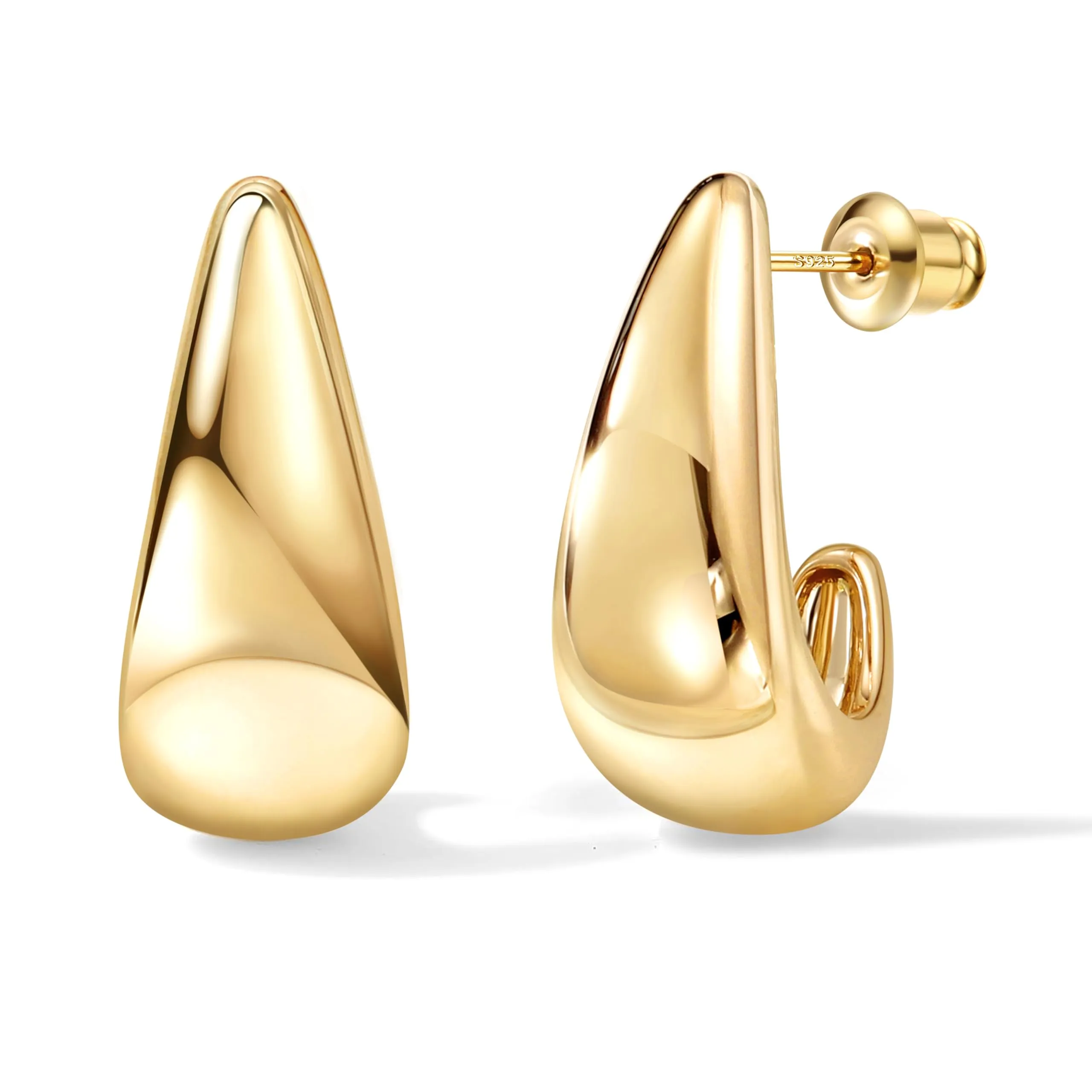 Dochais Orecchini a Cerchio in Argento 925 Placcati in Oro 14K Anallergici - immagine 1