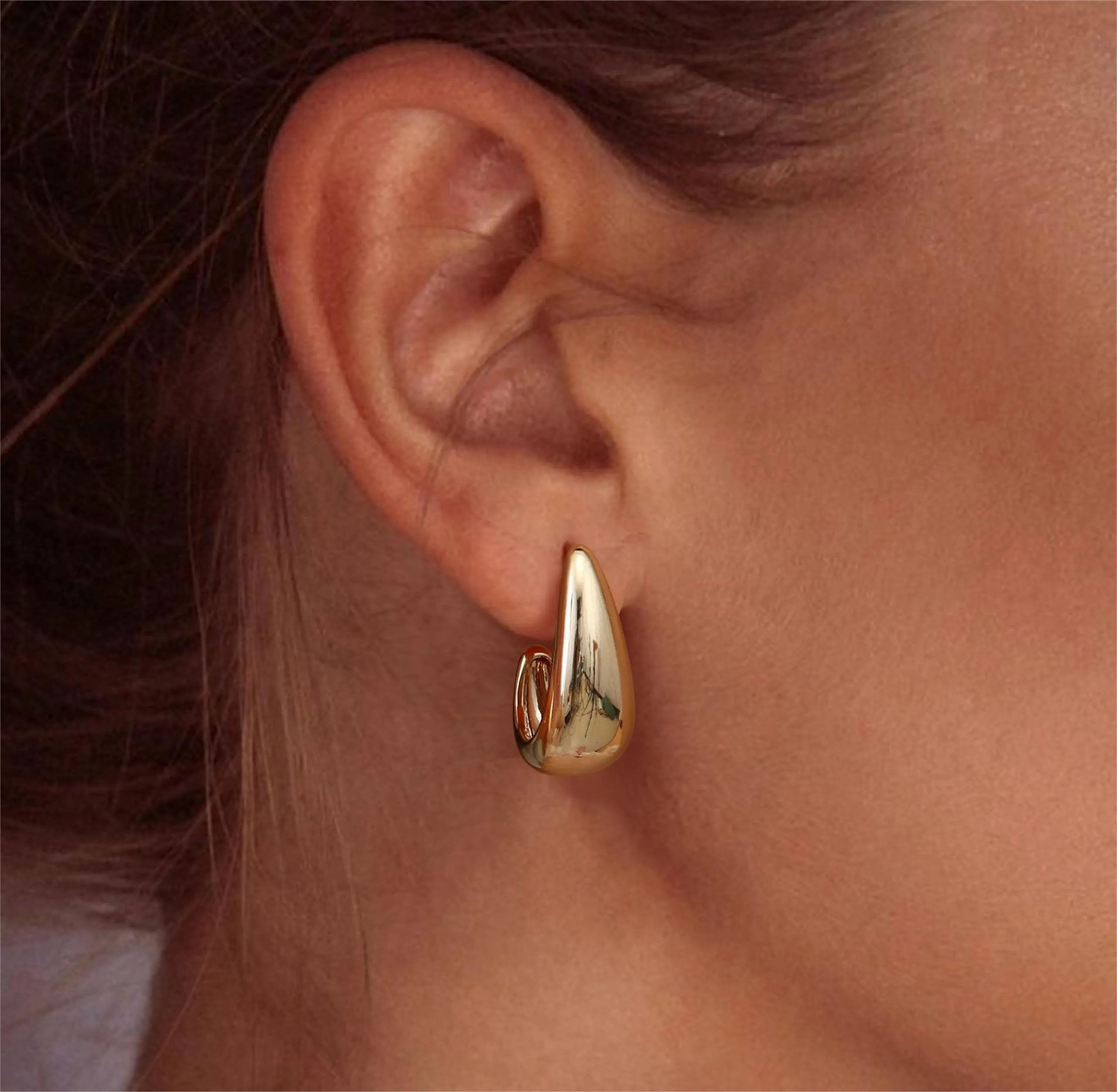 Dochais Orecchini a Cerchio in Argento 925 Placcati in Oro 14K Anallergici - immagine 2