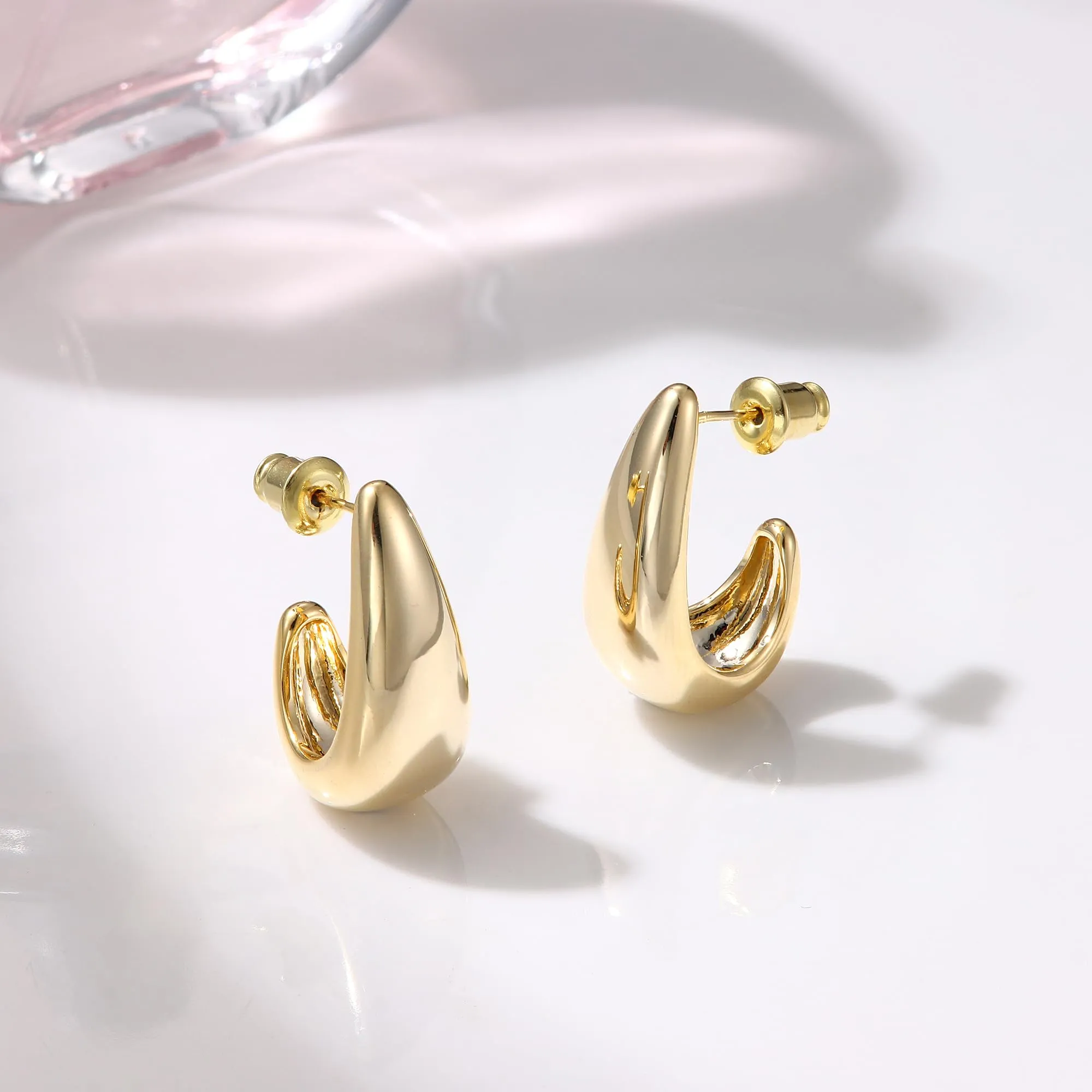 Dochais Orecchini a Cerchio in Argento 925 Placcati in Oro 14K Anallergici - immagine 6