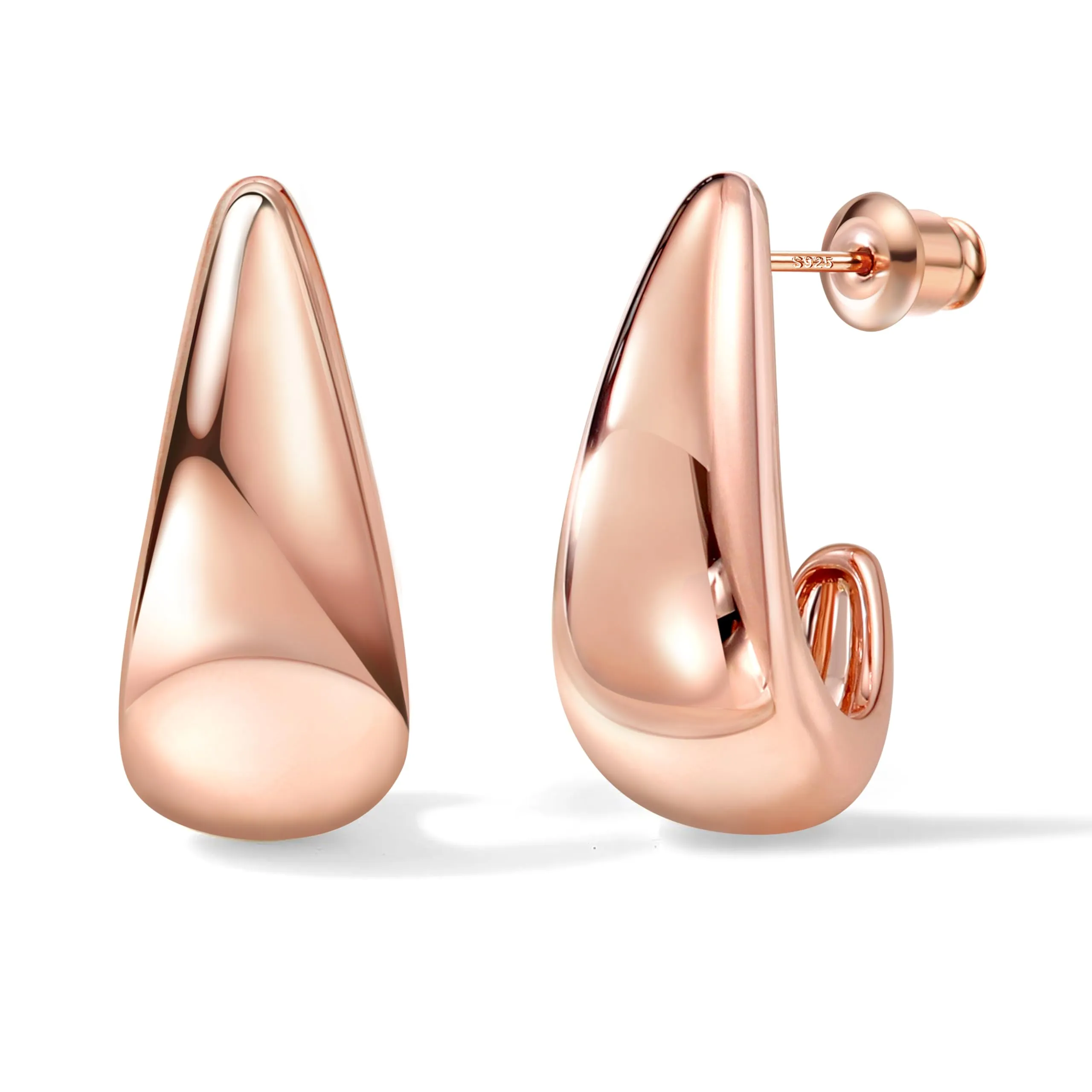 Dochais Orecchini a Cerchio a Goccia in Argento 925 Placcati in Oro 14K, Anallergici - immagine 1