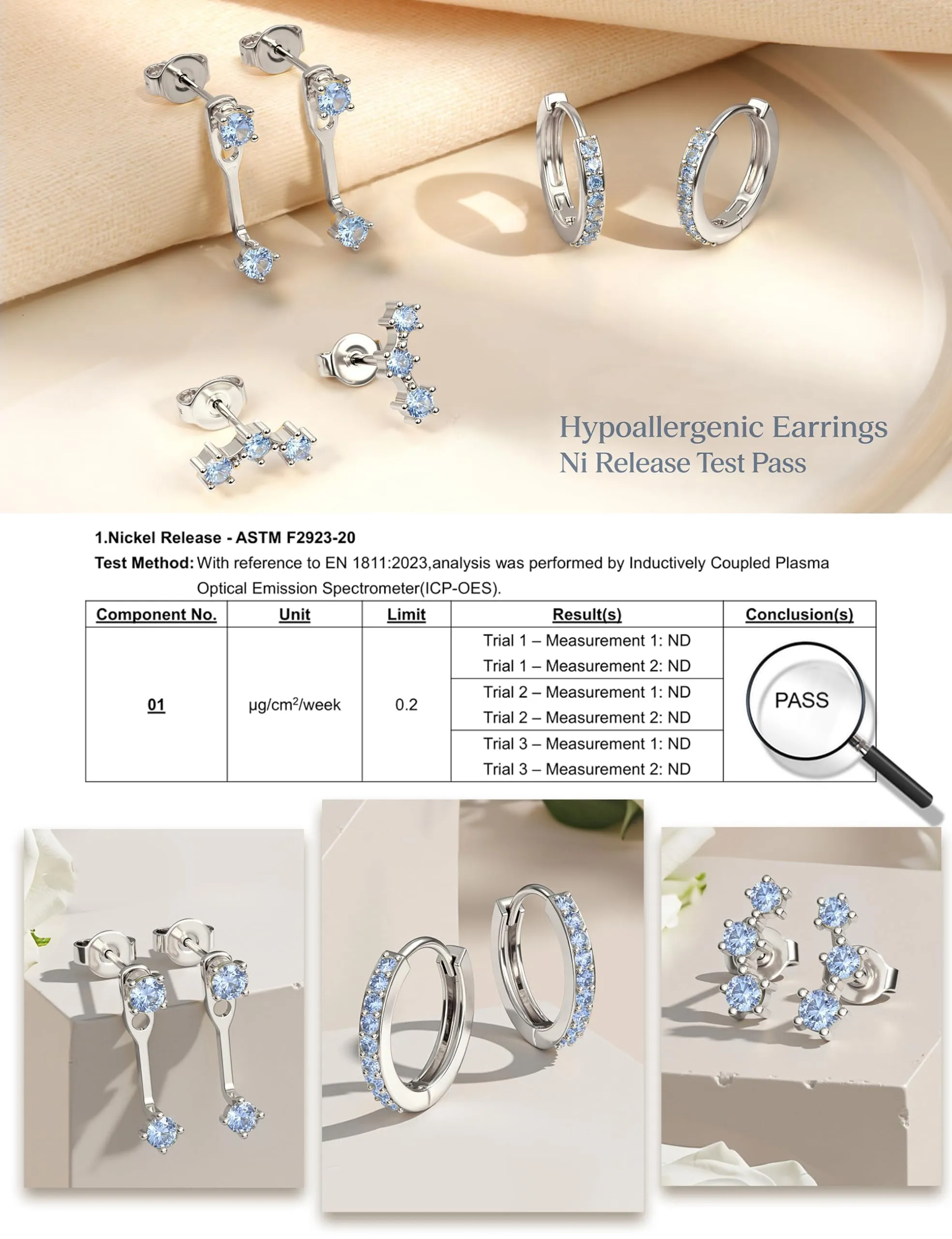 Morfetto Set 3 Paia Orecchini Argento 925 Azzurri - immagine 3