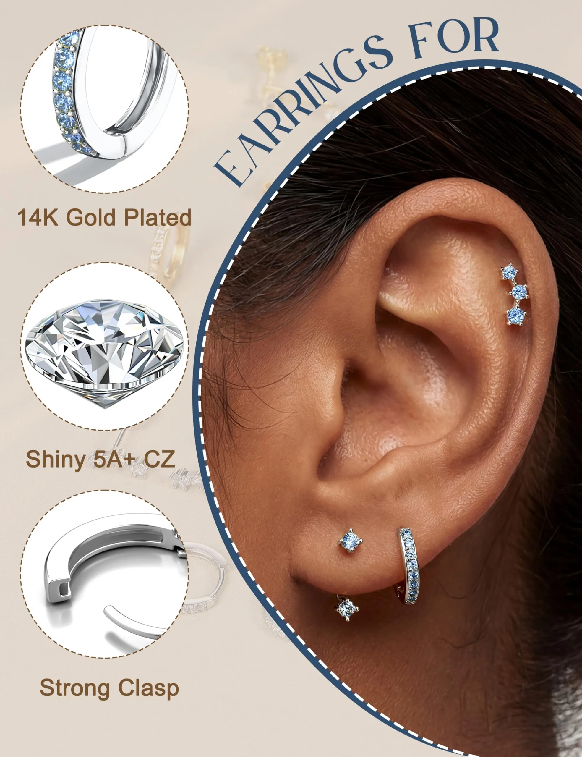 Morfetto Set 3 Paia Orecchini Argento 925 Azzurri - immagine 4
