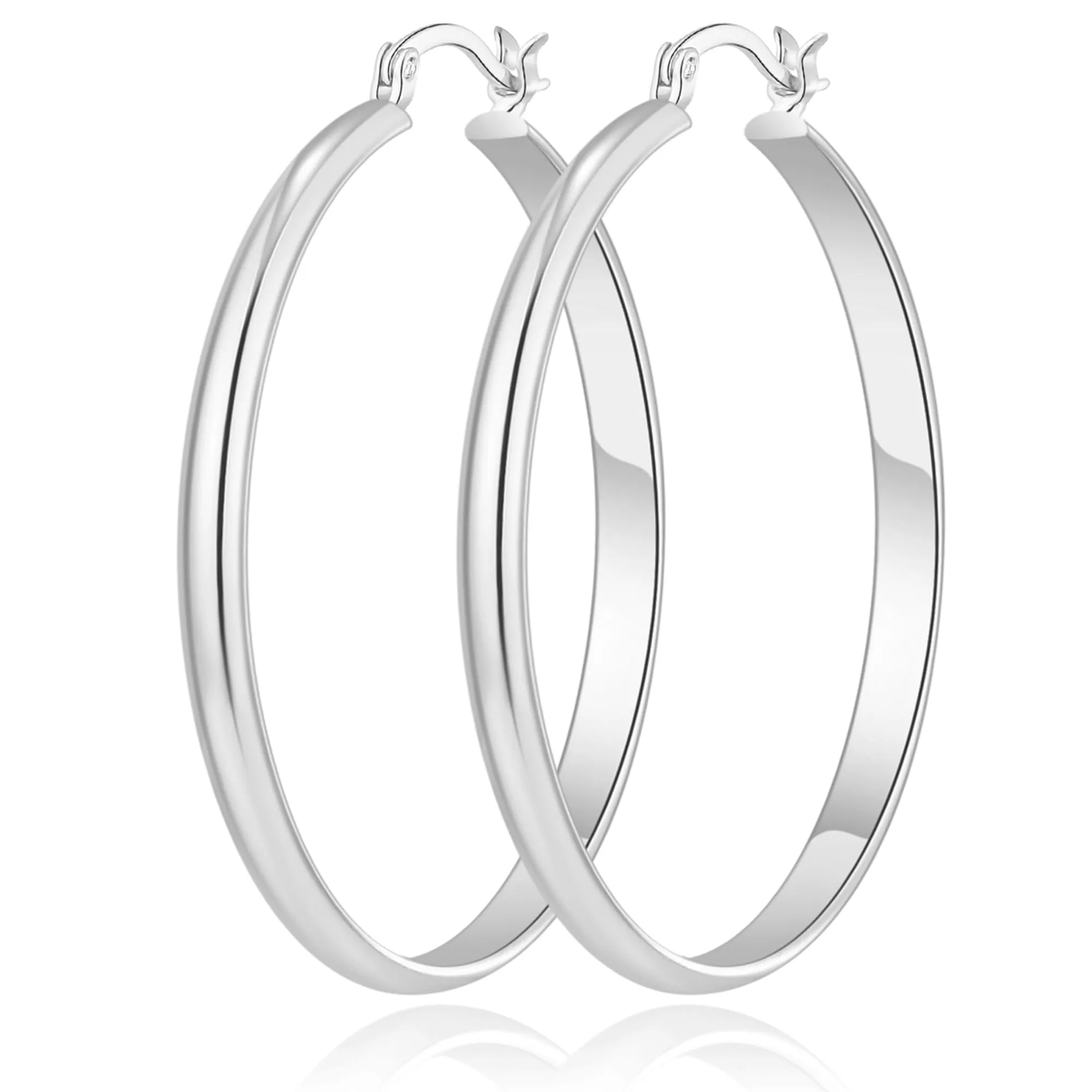 RANKEEF Orecchini a Cerchio in Argento 925 Sterling, 3 mm Larghezza, 40 mm, Ipoallergenici - immagine 1