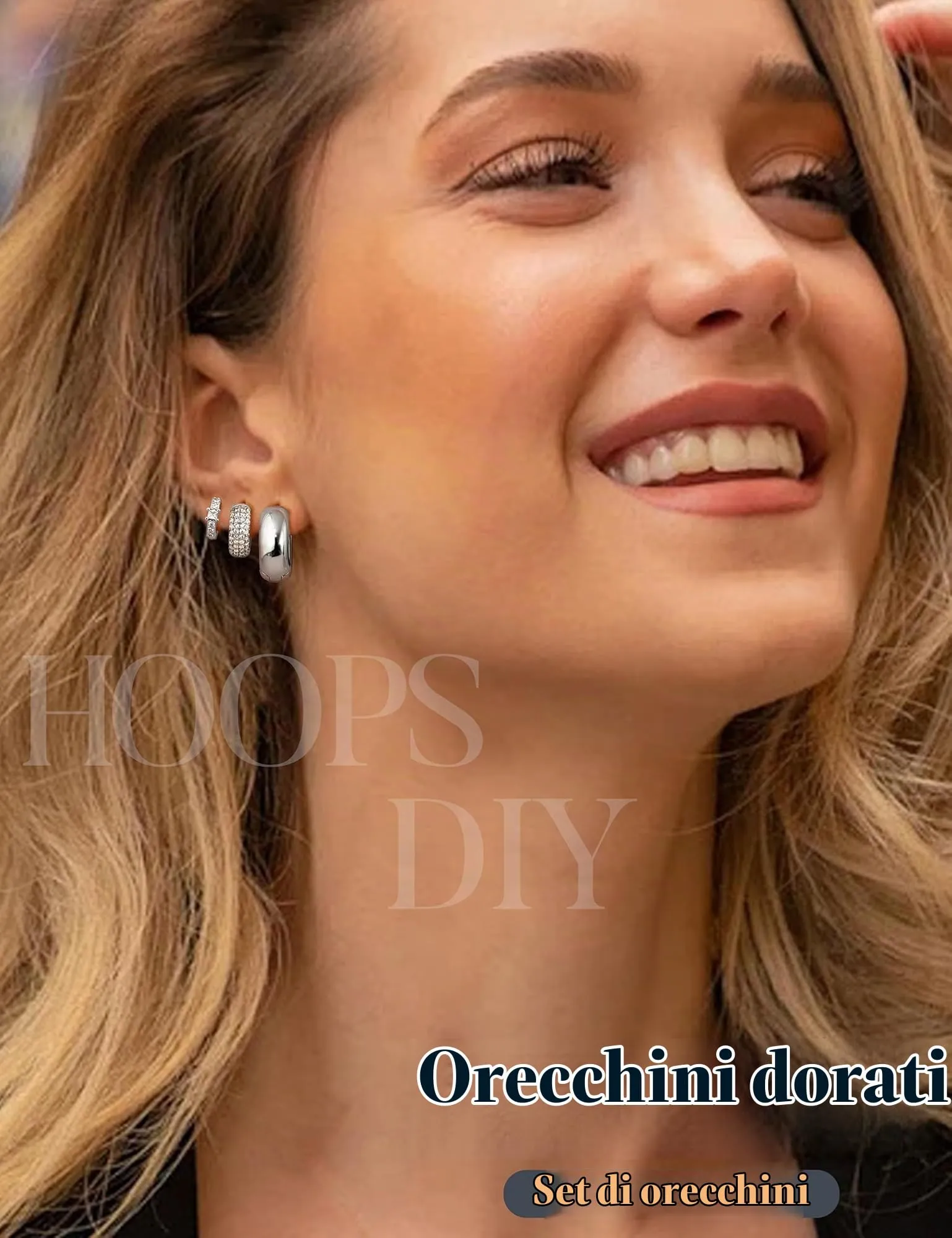 Chriscoco Orecchini a Cerchio Oro e Argento Set Anallergici Donna - immagine 2