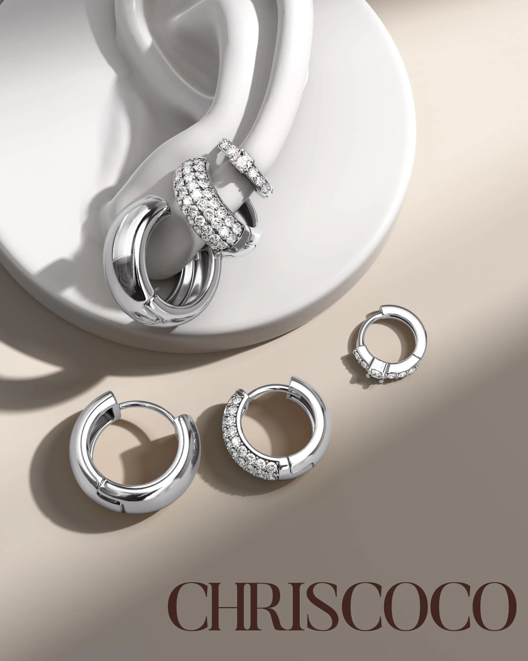 Chriscoco Orecchini a Cerchio Oro e Argento Set Anallergici Donna - immagine 9