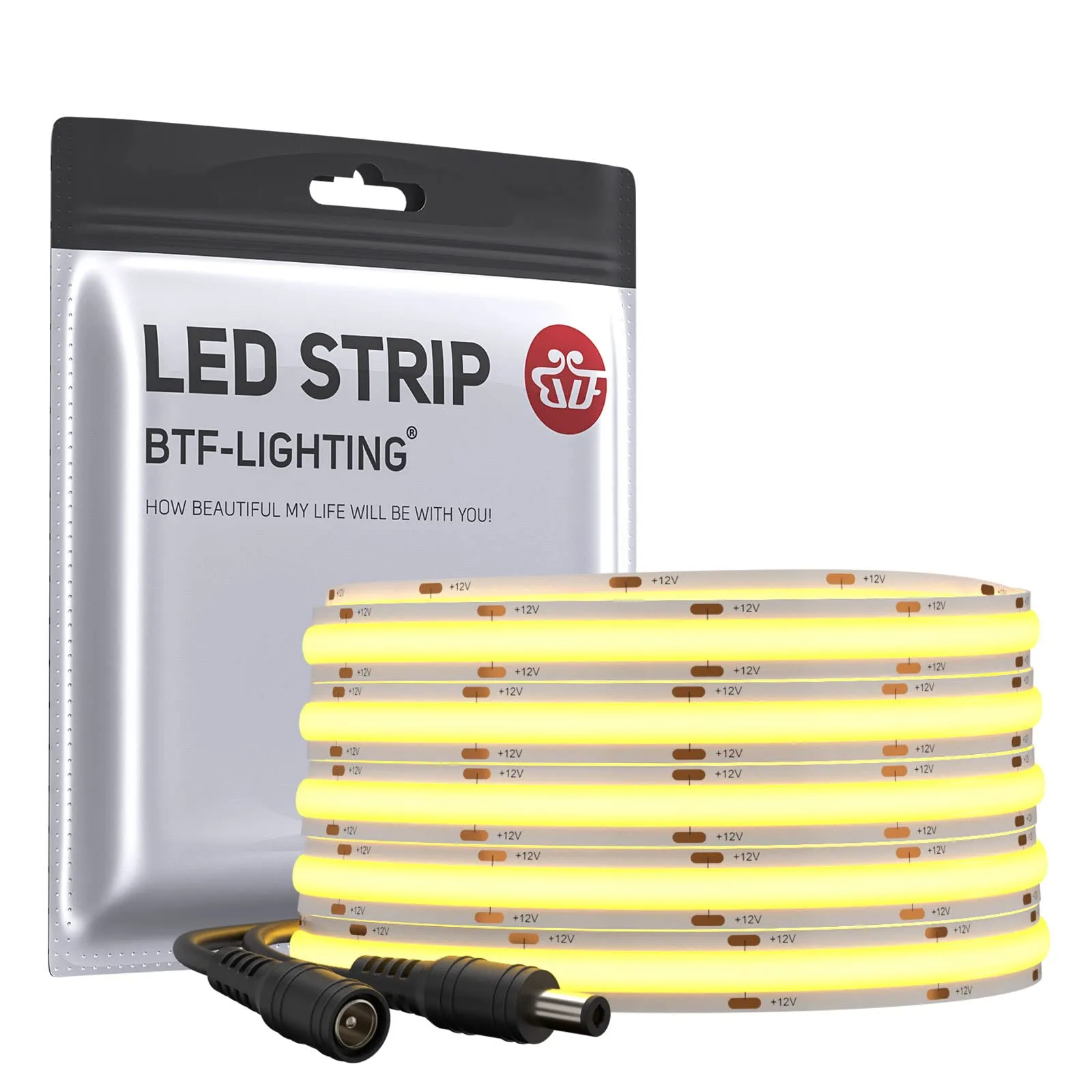 BTF-LIGHTING FCOB LED Strip 12V Dimmerabile 3000K 5m 528LED/m - immagine 1