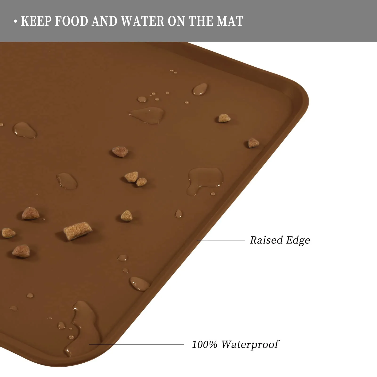Reopet Tappetino in Silicone per Ciotola Cani e Gatti, 87 x 57 cm, Marrone - immagine 4