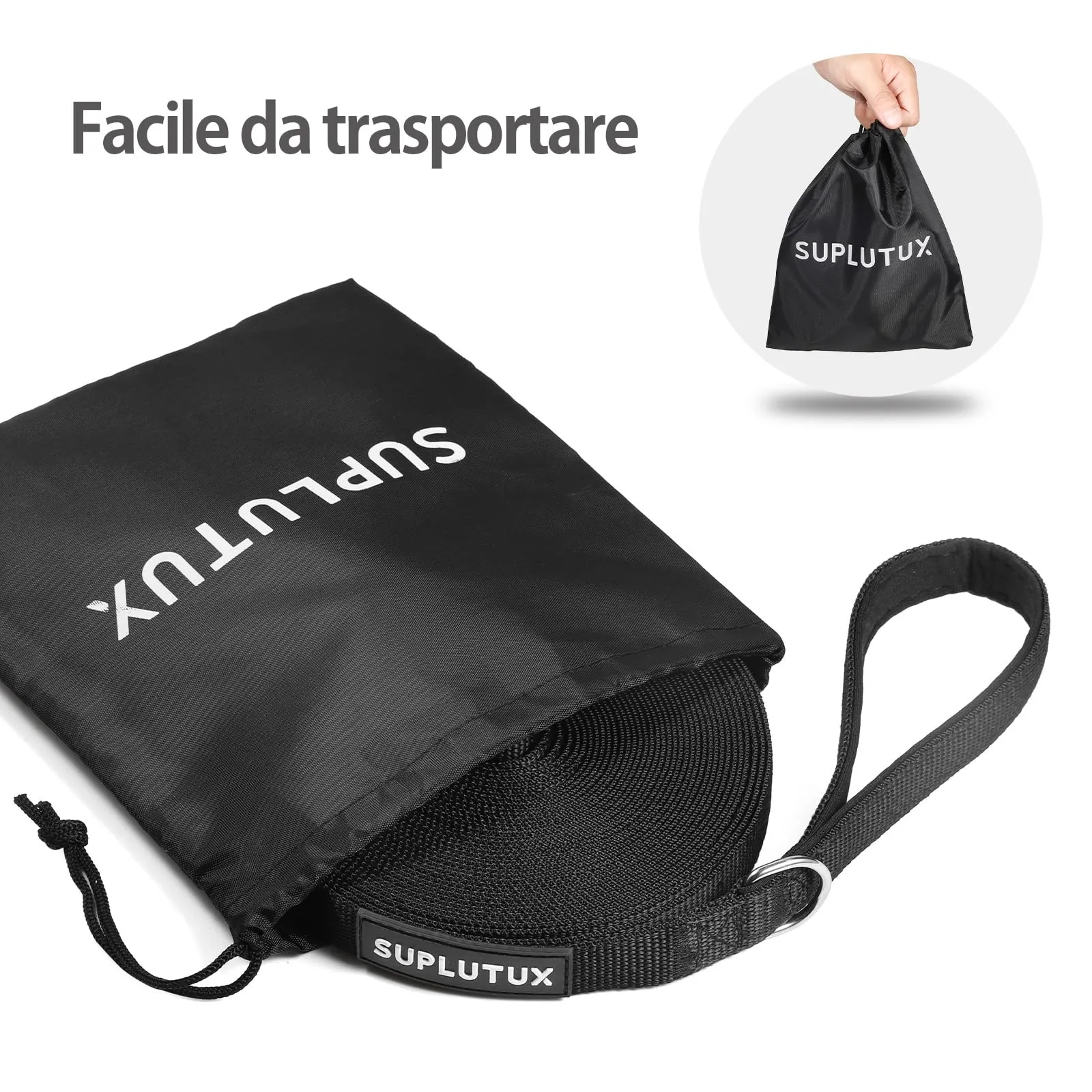 SuplutuX Guinzaglio per Cani Regolabile 3m, Lunghina Addestramento con Impugnatura Imbottita, Nero - immagine 4
