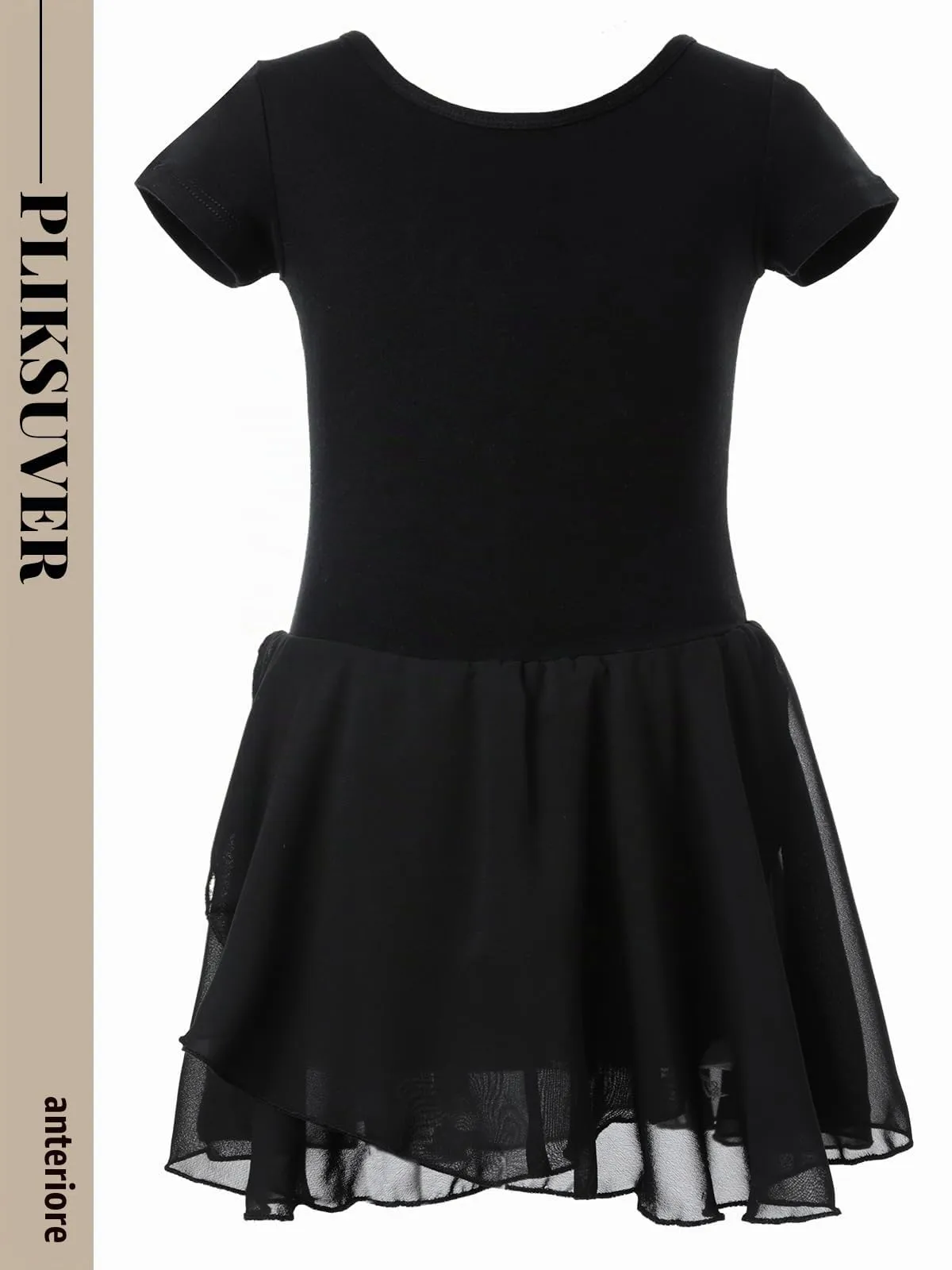 PLIKSUVER Body da Balletto per Ragazza in Cotone e Chiffon con Gonna Tutu, Manica Corta - immagine 4