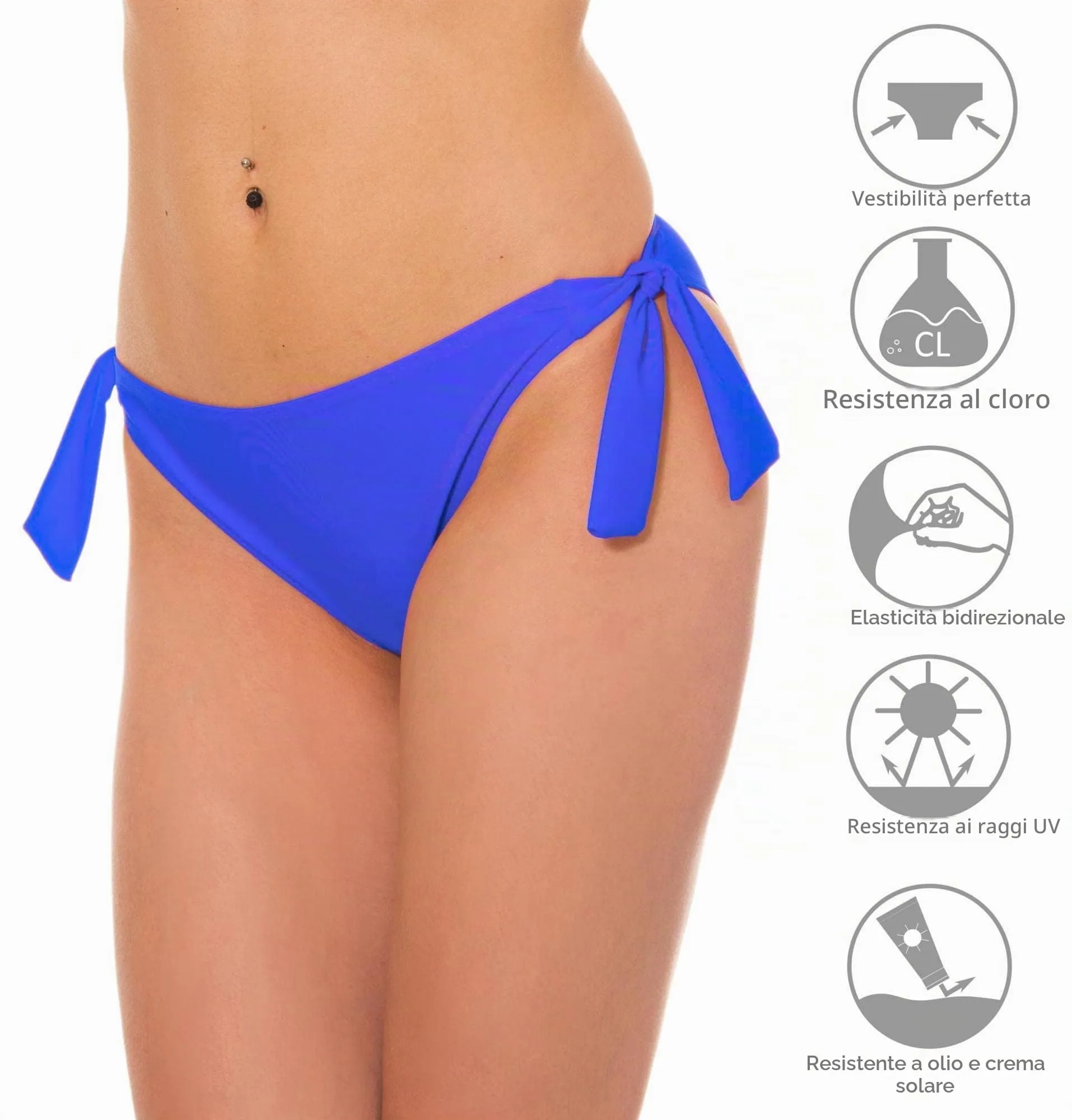 Aquarti Slip Costume Donna con Lacci Laterali, Azzurro Fiordaliso, 46 - immagine 6