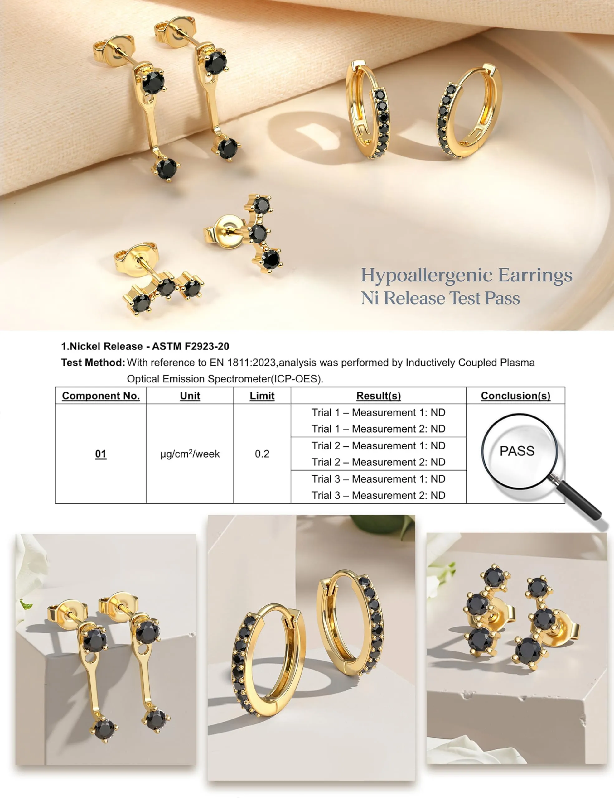 Morfetto Set Orecchini Donna Argento 925, 3 Paia - immagine 3