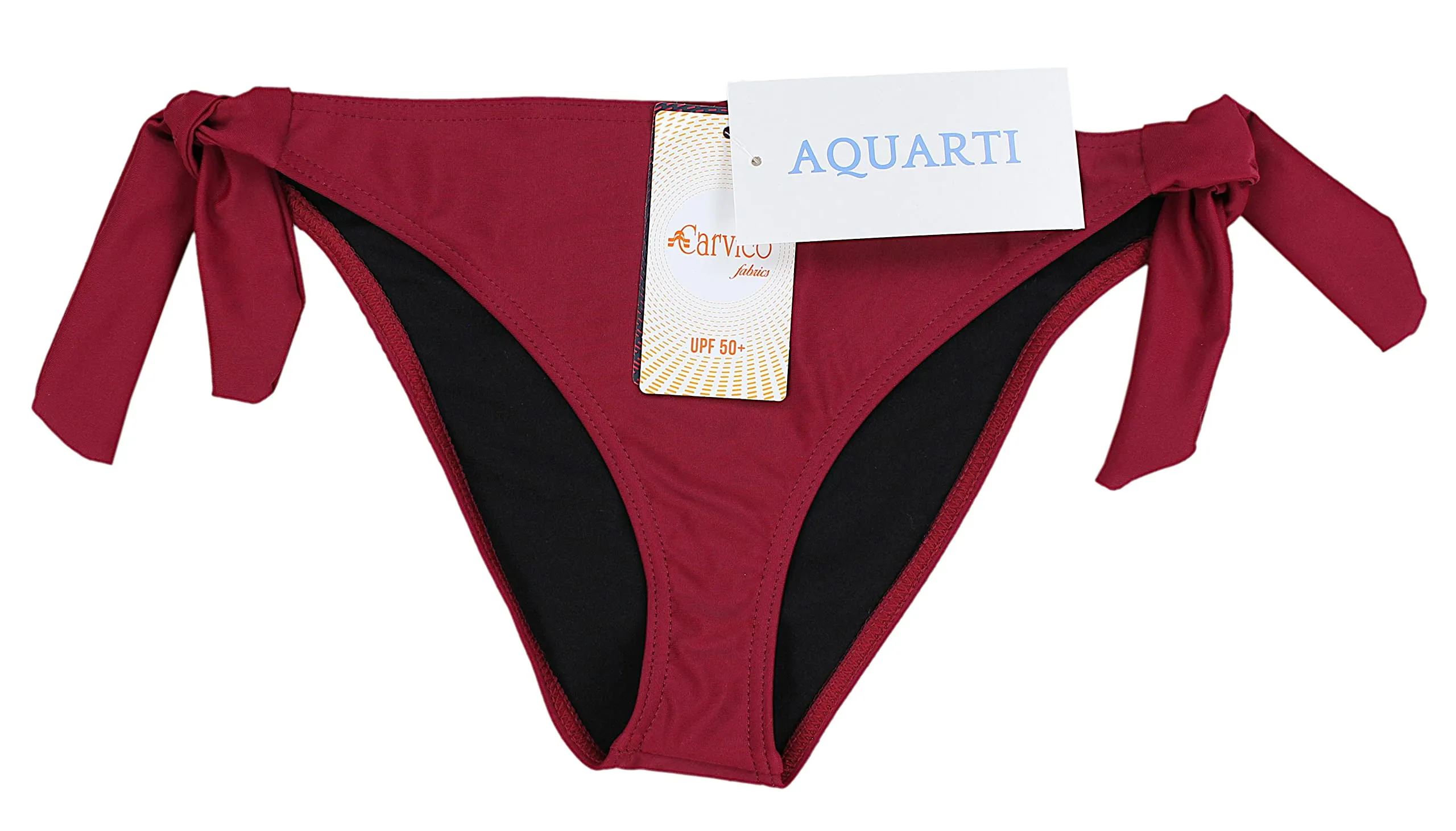 Aquarti Slip Costume Donna con Lacci Laterali, Rosso Scuro, 42 - immagine 5