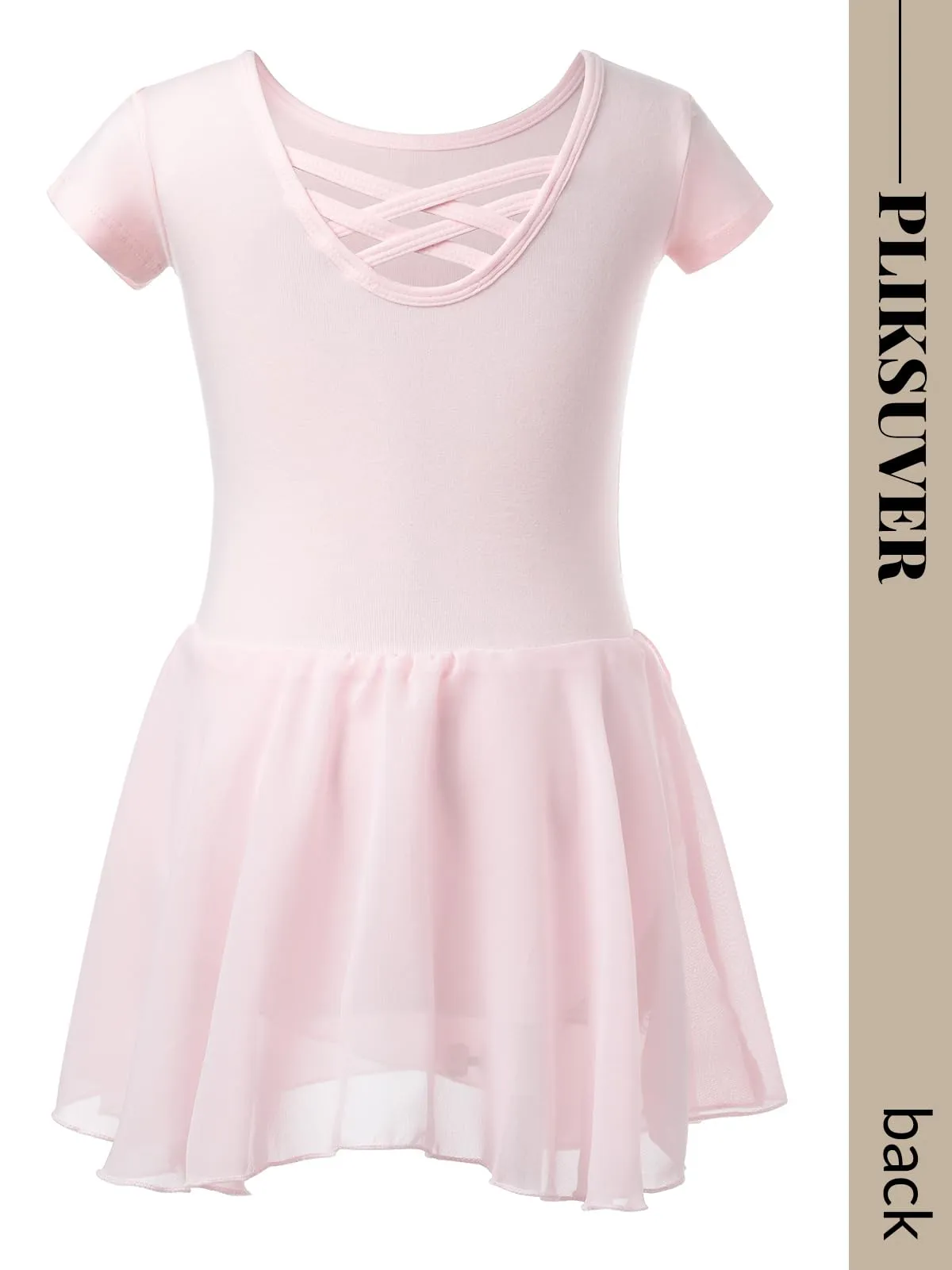 PLIKSUVER Vestito da Balletto Body Danza Tutu per Ragazza in Cotone e Chiffon, Manica Corta - immagine 5