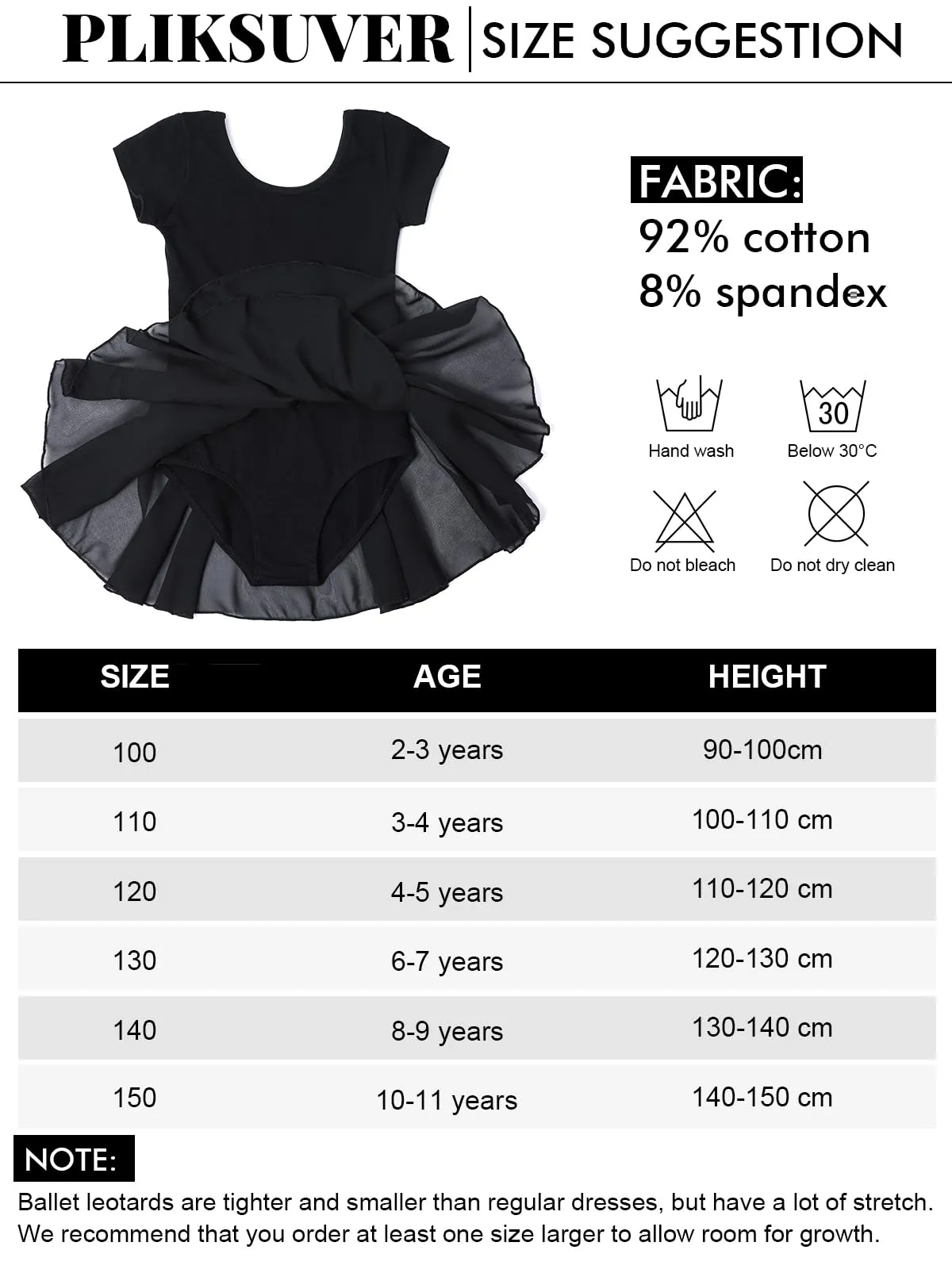 PLIKSUVER Vestito da Balletto Body Danza Tutu in Cotone e Chiffon per Ragazza - immagine 3