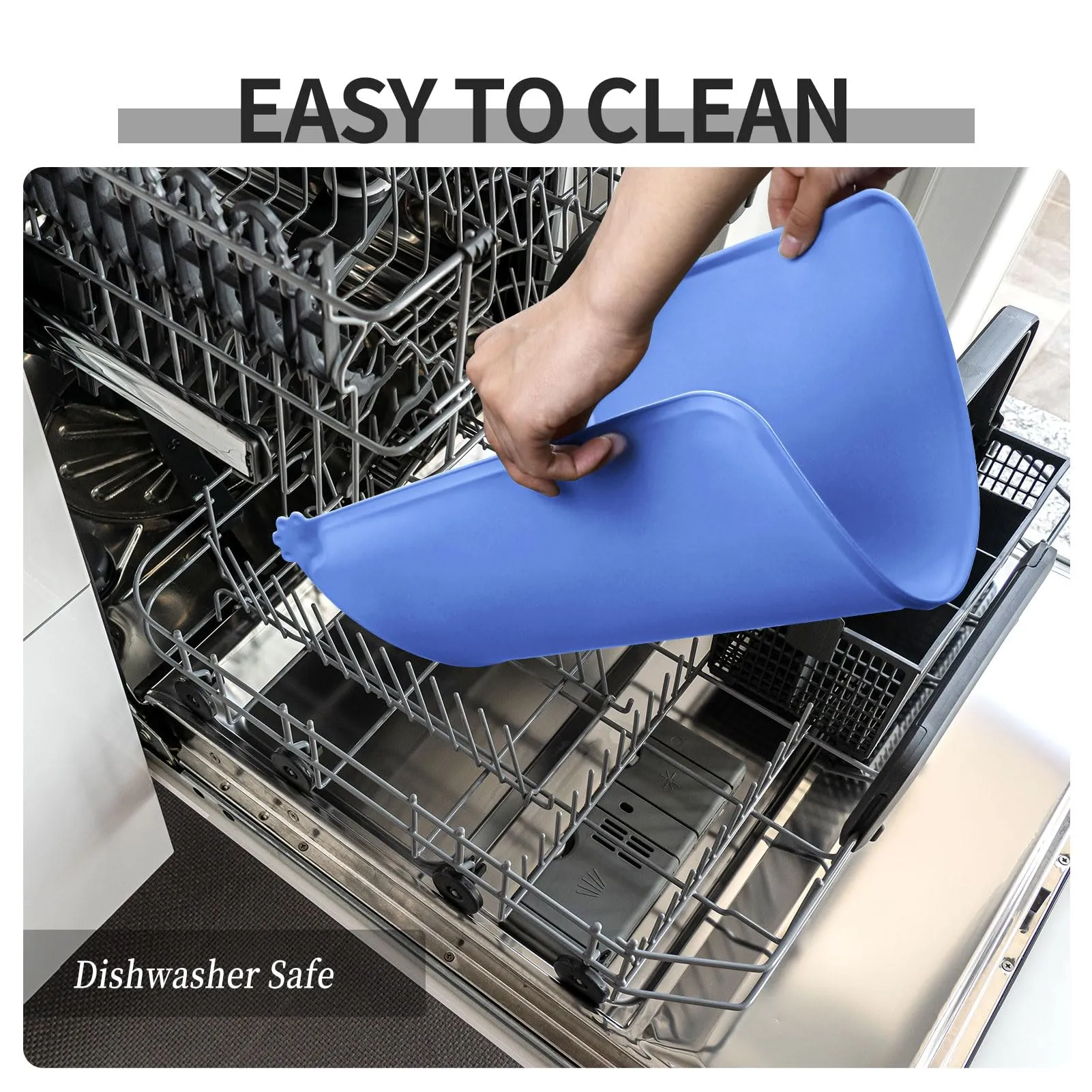 Reopet Tappetino in Silicone per Ciotola Cani e Gatti, 71 x 45 cm, Blu - immagine 7