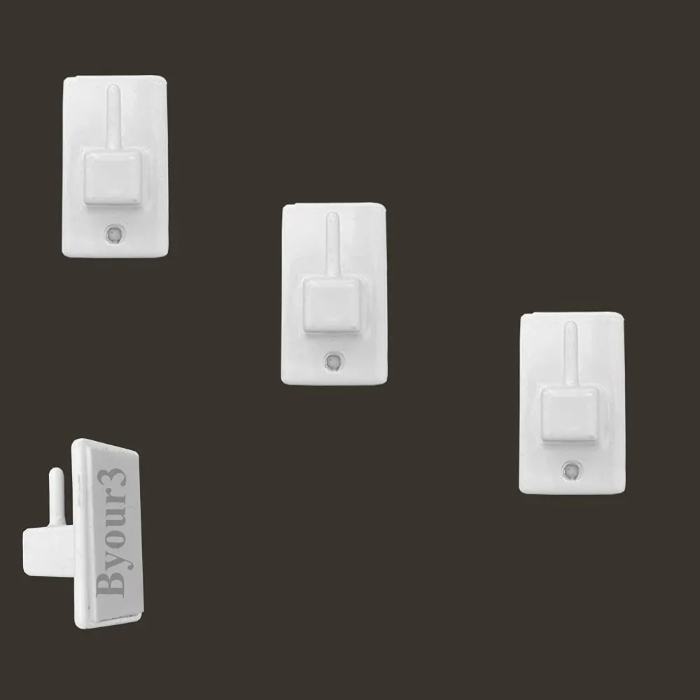 Byour3 Ganci Adesivi per Bastoni e Astine Estensibili, Set 4 pz, Bianco - immagine 4