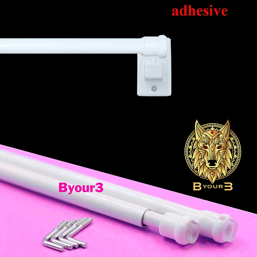 Byour3 Ganci Adesivi per Bastoni e Astine Estensibili, Set 4 pz, Bianco - immagine 5