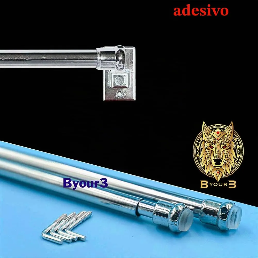 Byour3 Ganci Adesivi per Bastoni Astine Estensibili, Set 4 pz, Cromo - immagine 3