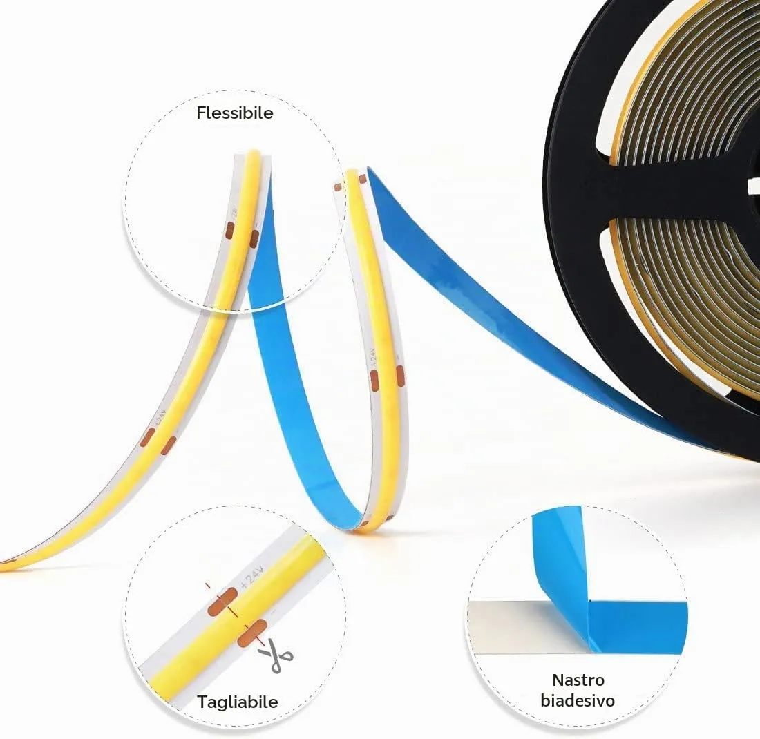 BTF-LIGHTING FCOB LED Strip 24V Natural White 4000K 5m 480LEDs/m - immagine 4
