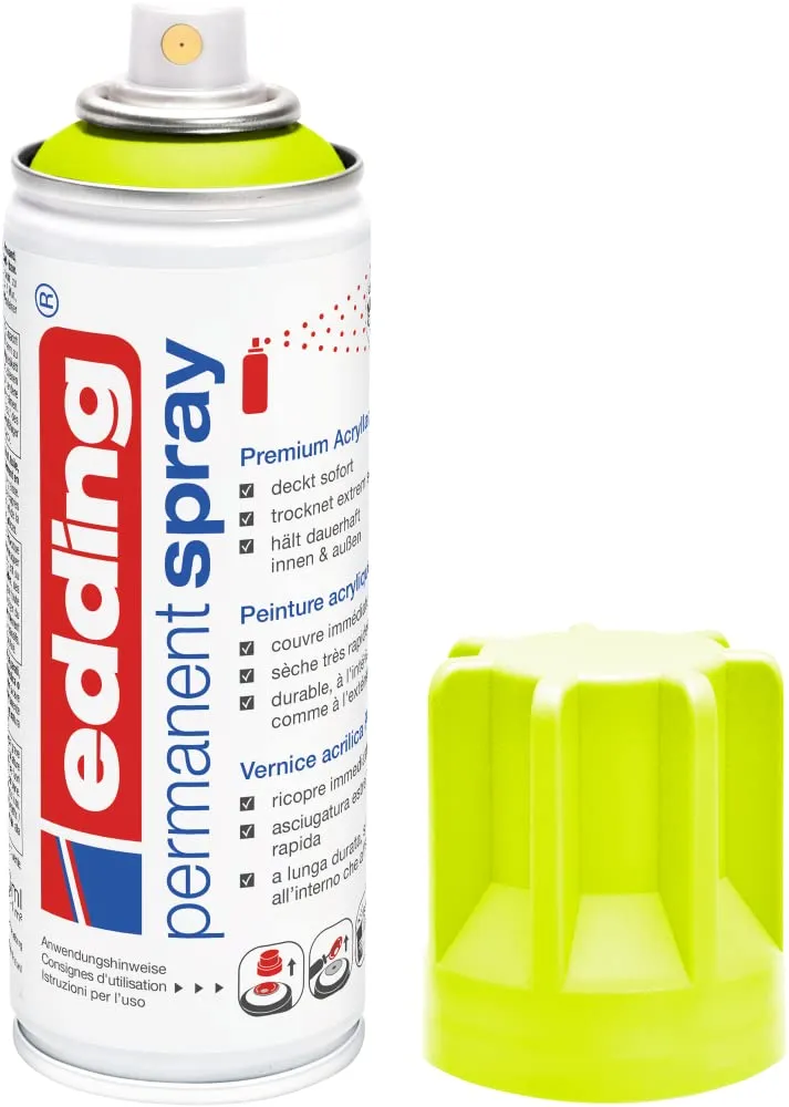 edding 5200 Spray Permanente, Giallo Fluo, 200 ml, Vernice Acrilica - immagine 1
