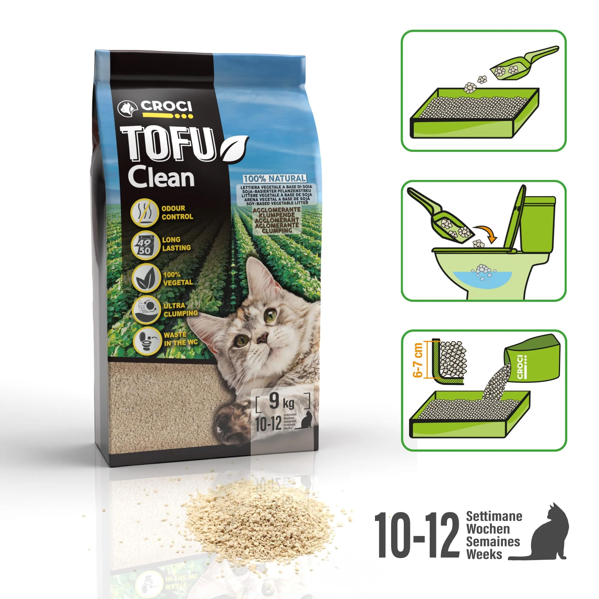 Croci Tofu Clean Lettiera per Gatti Agglomerante Biodegradabile 20L - immagine 3