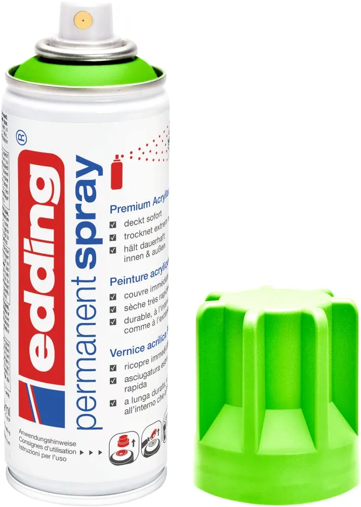 Edding 5200 Spray Permanente, Verde Fluo, 200 ml - immagine 1