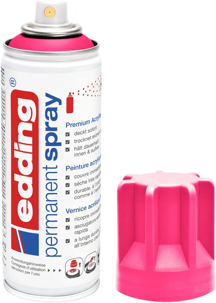 Edding 5200 Spray Permanente, Rosa Fluo, 200 ml - immagine 1