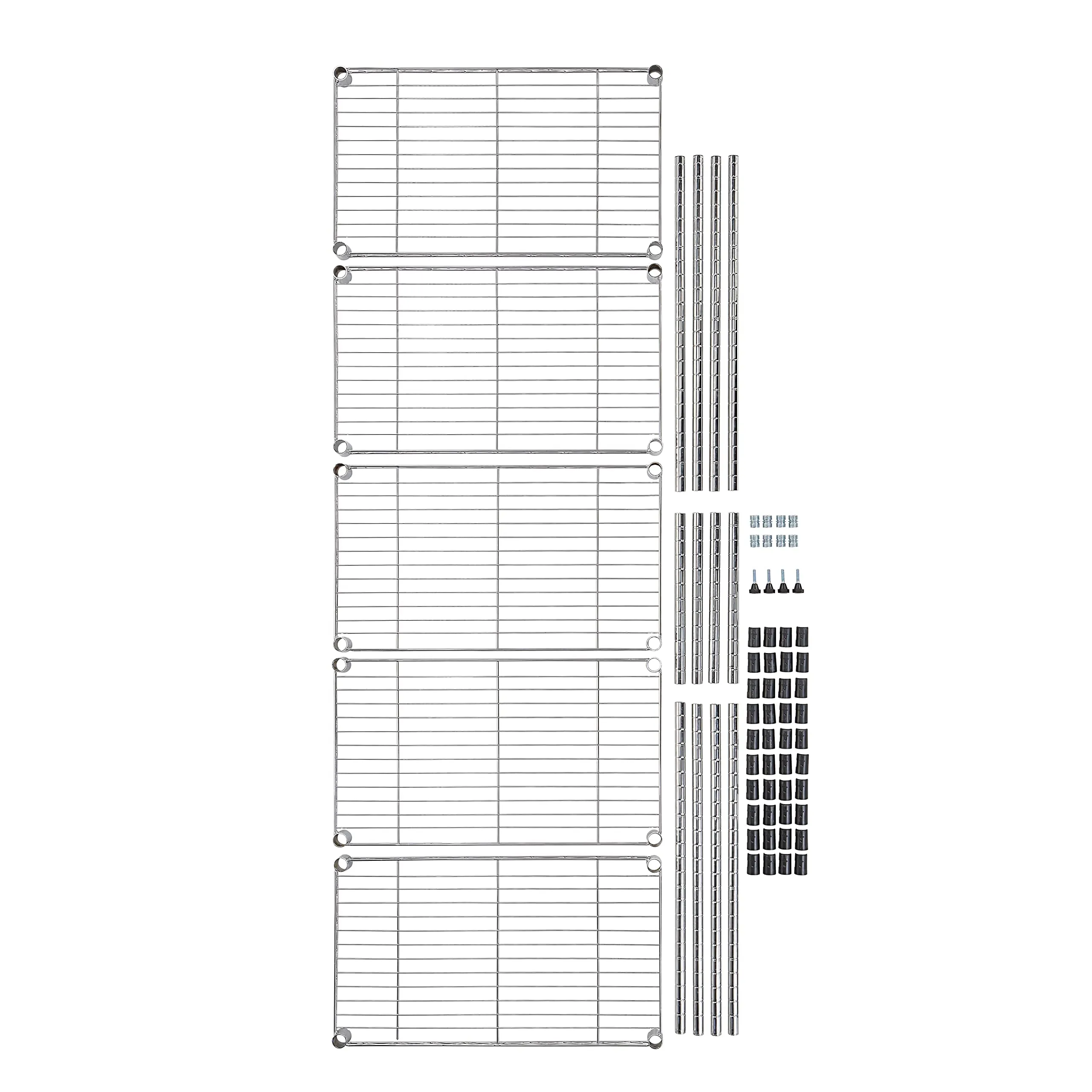 Amazon Basics Scaffaliera a 5 Ripiani Stretti, Cromo, 34 x 58.9 x 152.5 cm - immagine 8