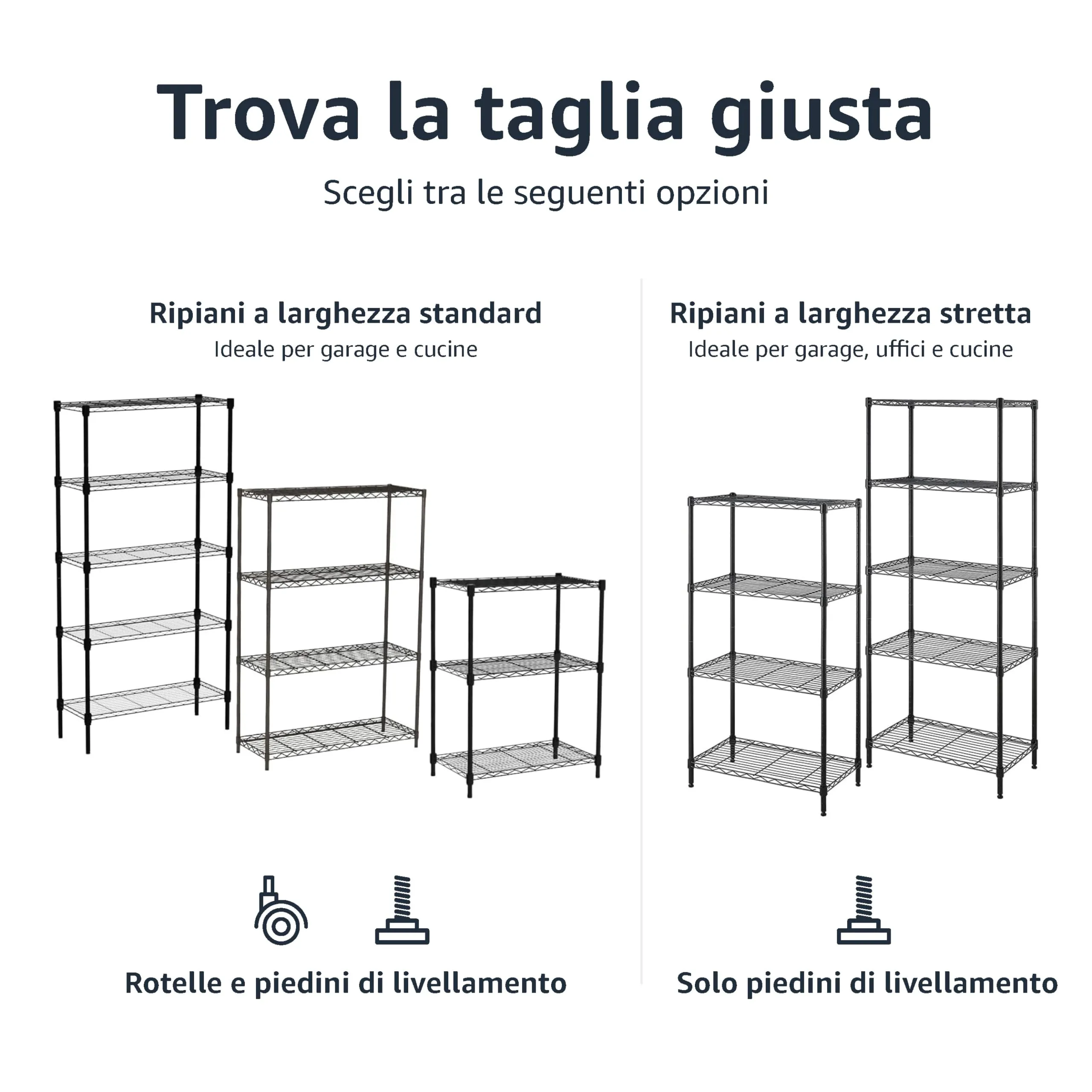Amazon Basics Scaffaliera a 5 Ripiani Stretti, Nero, 60.1 x 35.6 x 152.4 cm - immagine 4