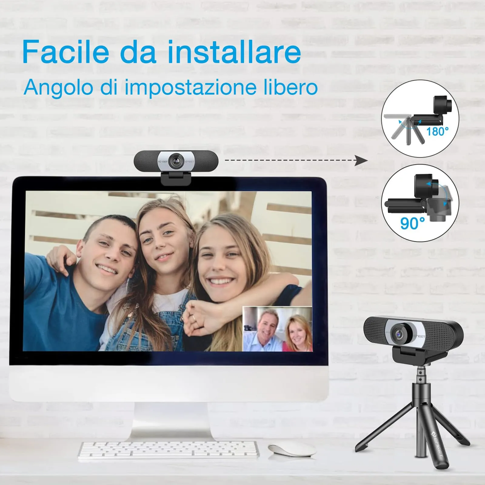 EMEET C960 Full HD 1080P Webcam with Privacy Cover and Dual Microphone - immagine 5
