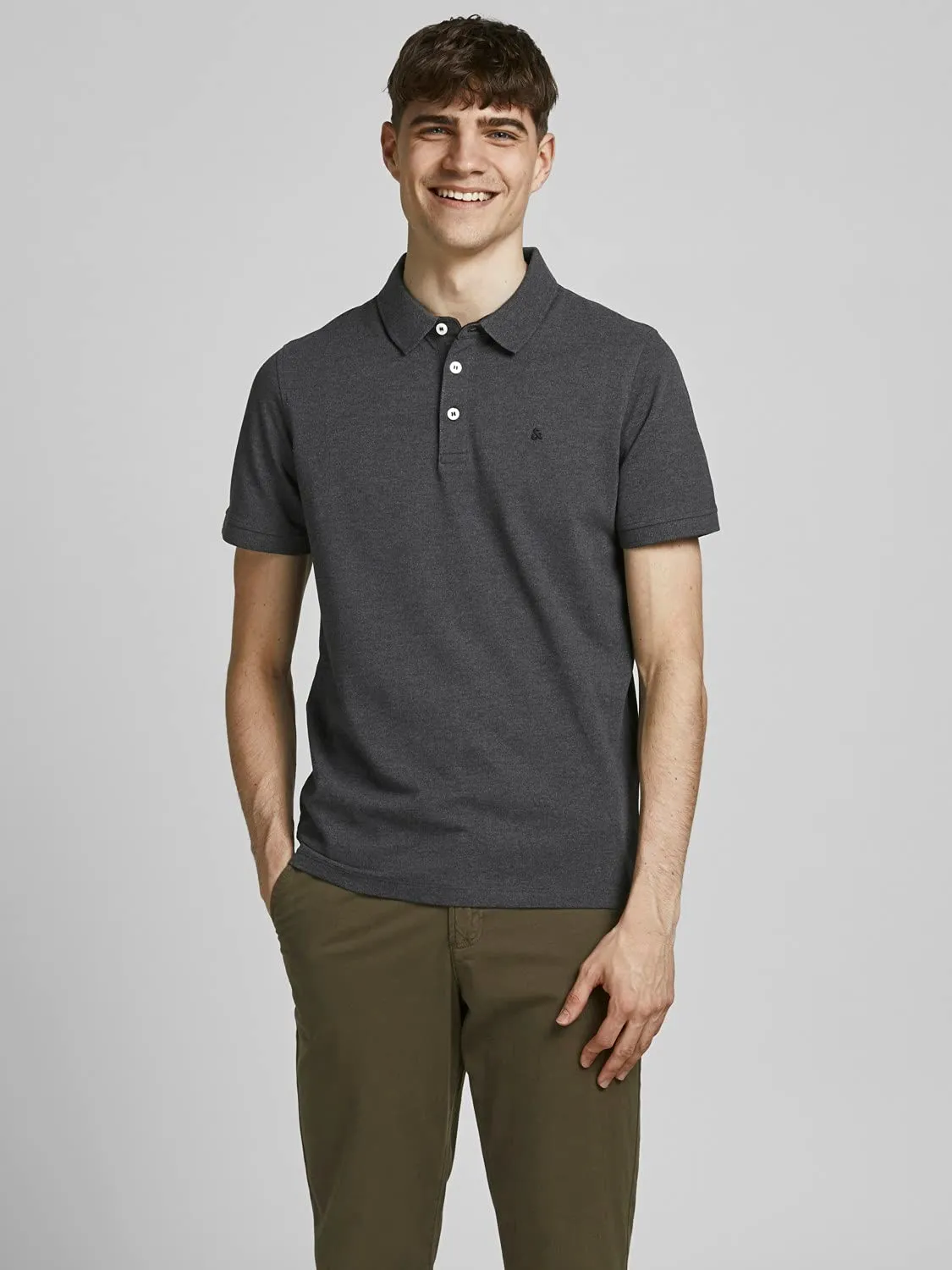 JACK & JONES JJEPAULOS Polo SS 2-Pack, Dark Grey Melange/Denim Blue, M - immagine 8