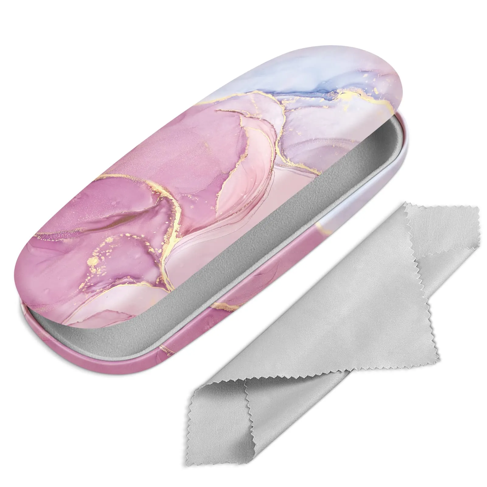 FINTIE Custodia Occhiali Rigida in Ecopelle, Marmo Rosa - immagine 1