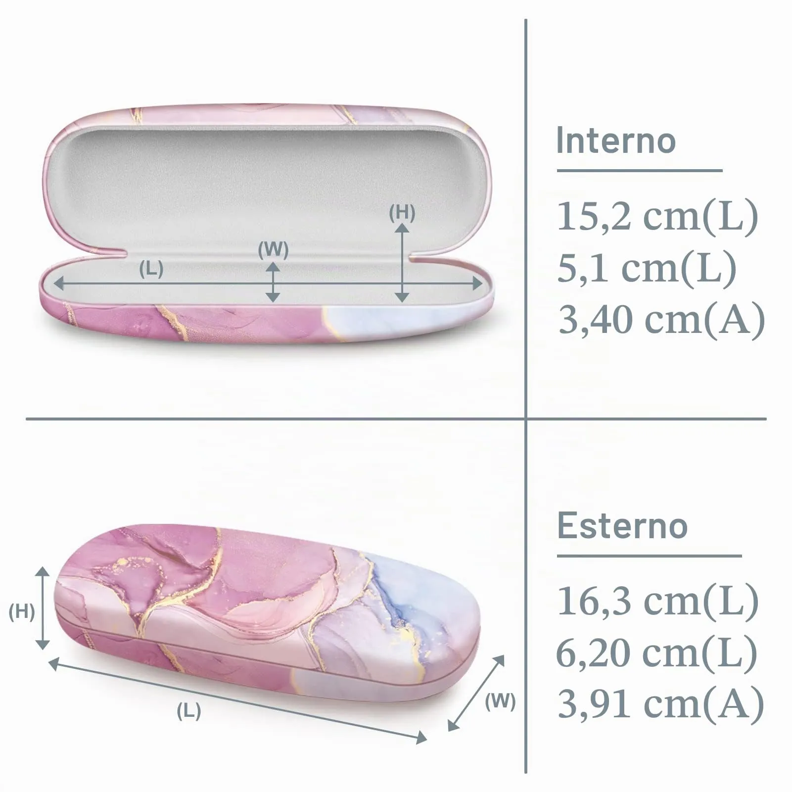 FINTIE Custodia Occhiali Rigida in Ecopelle, Marmo Rosa - immagine 2