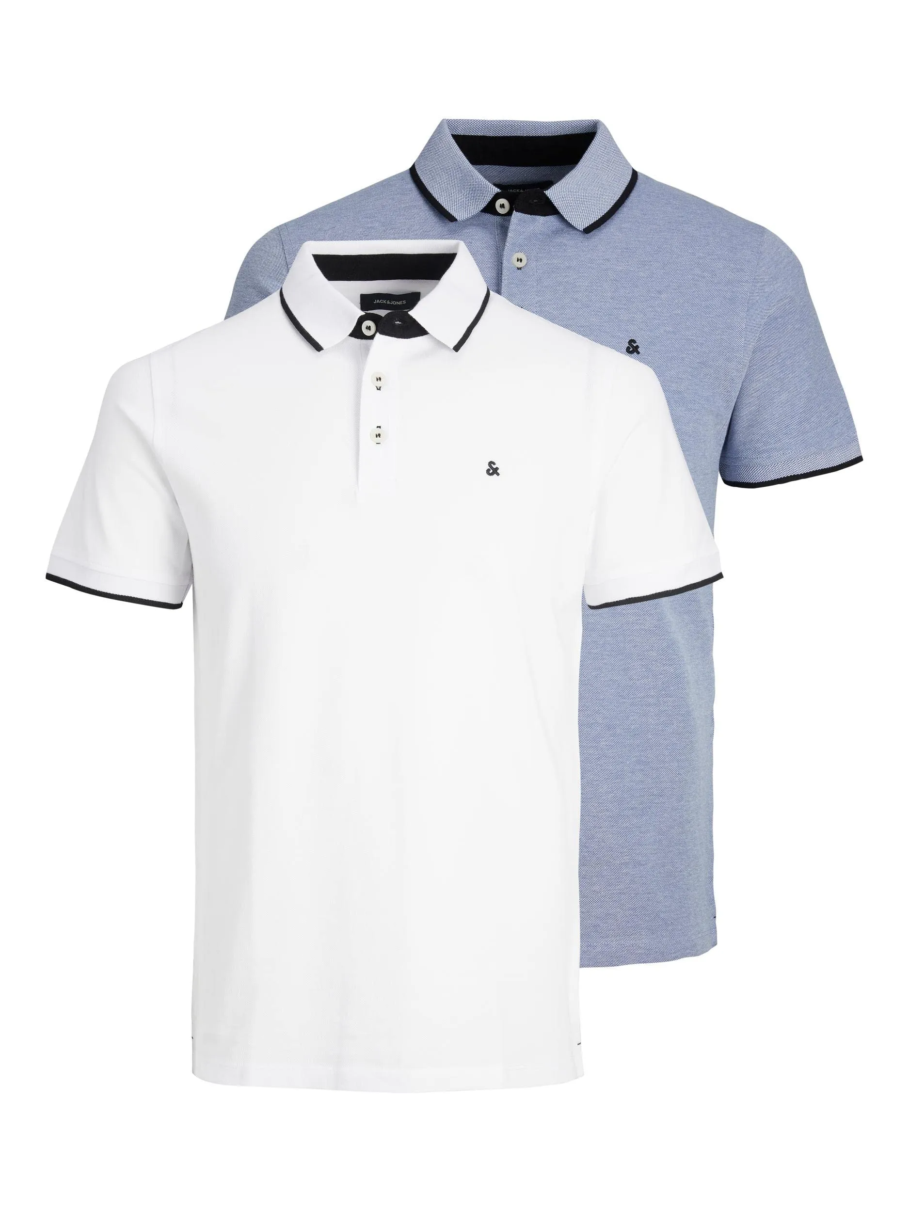 Jack & Jones JJEPAULOS Polo Shirt 2-Pack, White/Bright Cobalt, S - immagine 1