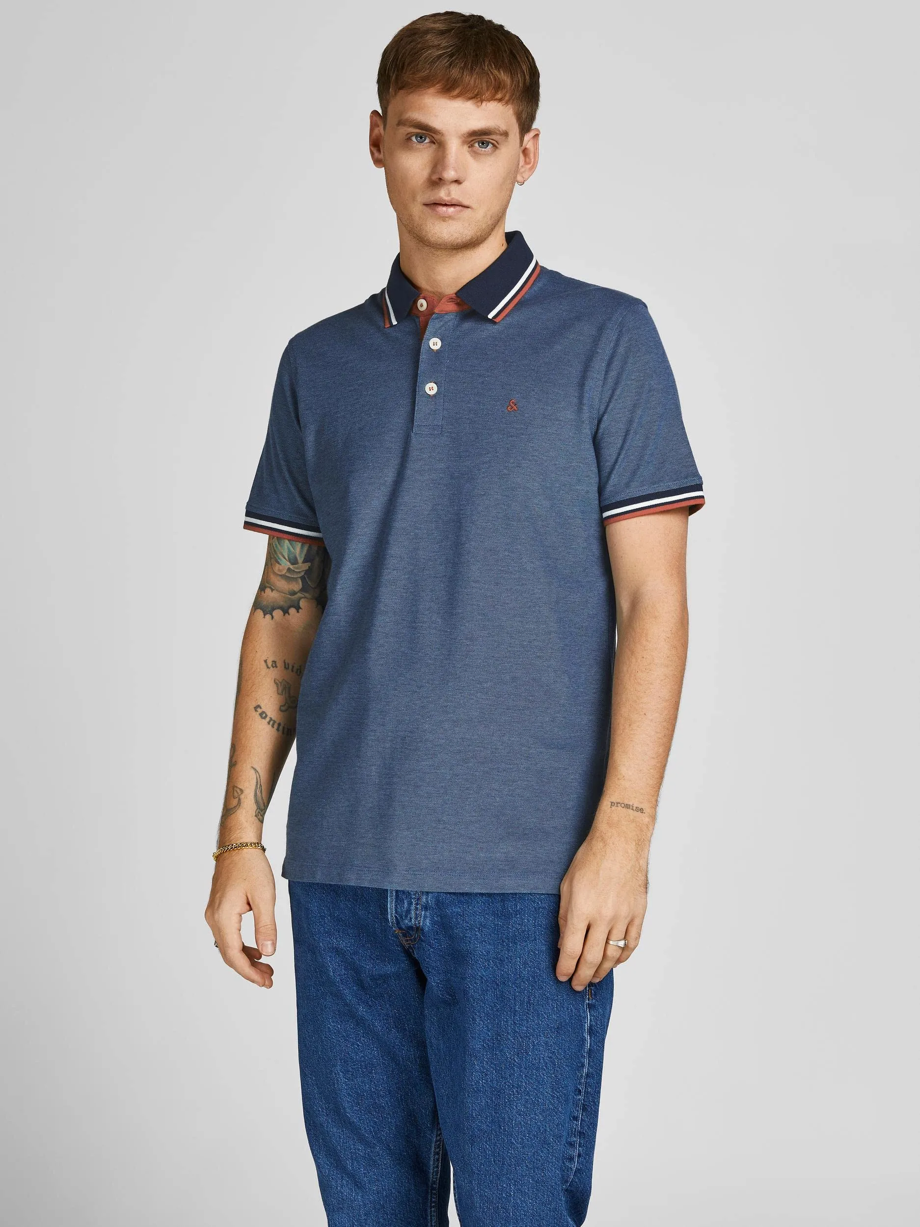 Jack & Jones JJEPAULOS Polo Shirt 2-Pack, Denim Blue/White, M - immagine 2