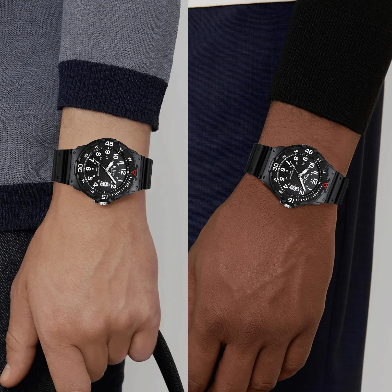 HANPOSH Orologio Uomo Analogico al Quarzo Impermeabile con Data e Quadrante Luminoso R009 - immagine 6
