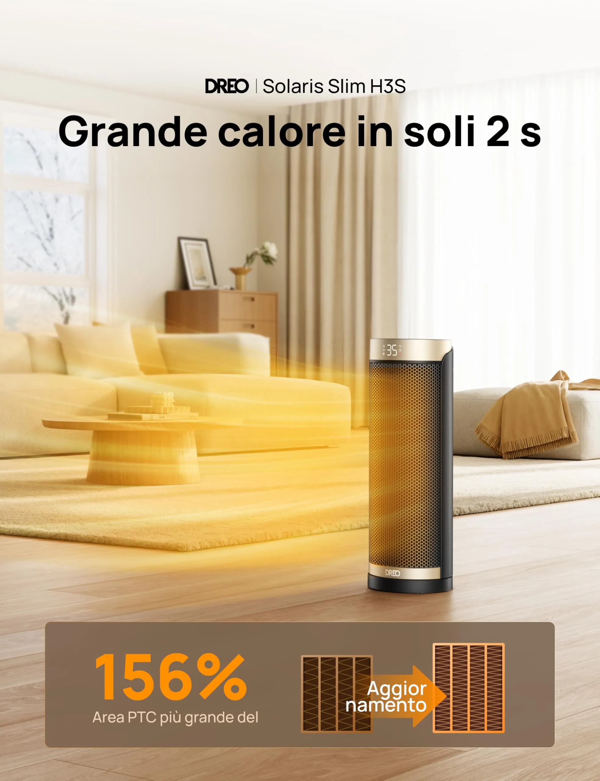Dreo DR-HSH003 Termoventilatore in Ceramica 1800W con Telecomando, Termostato e Timer - immagine 2