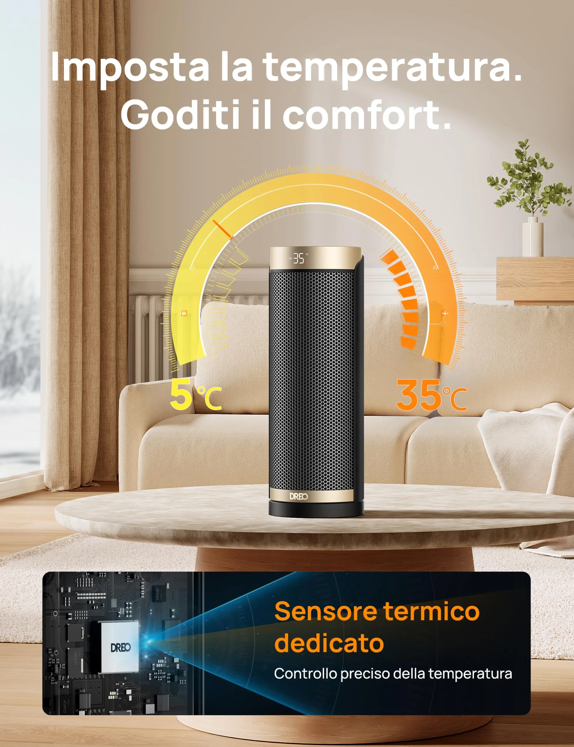 Dreo DR-HSH003 Termoventilatore in Ceramica 1800W con Telecomando, Termostato e Timer - immagine 4