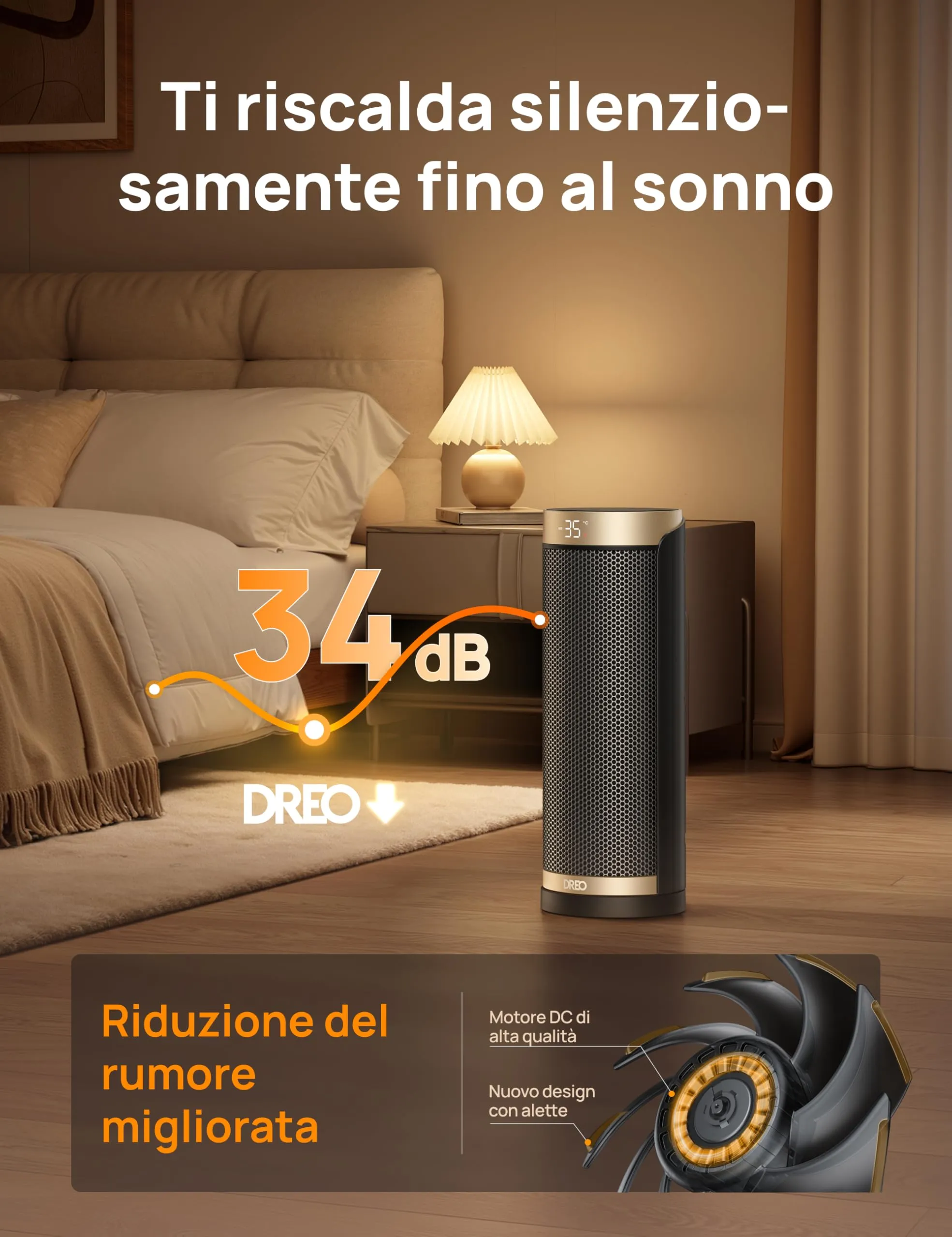 Dreo DR-HSH003 Termoventilatore in Ceramica 1800W con Telecomando, Termostato e Timer - immagine 6