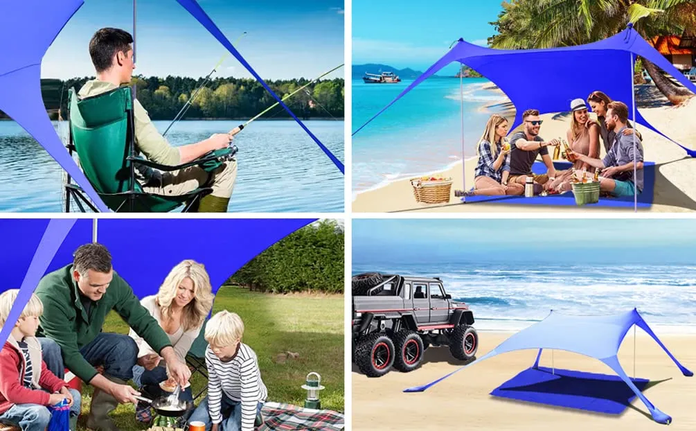 CUUPO Tenda da spiaggia UPF50+, 200x210x200cm, Blu Reale - immagine 7