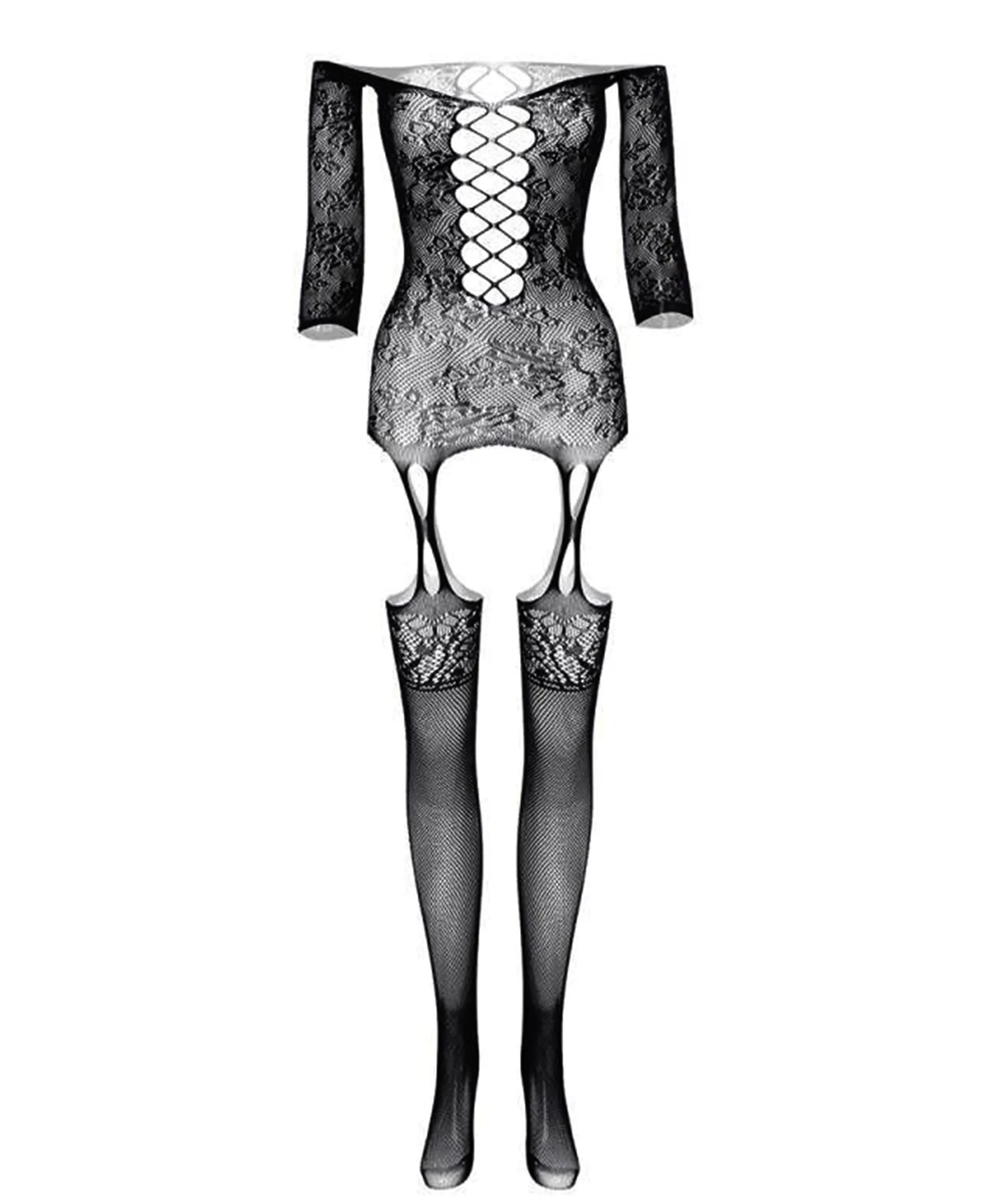 Buitifo Donna Fishnet Bodystocking Pigiama, Nero JC, Taglia Unica - immagine 5