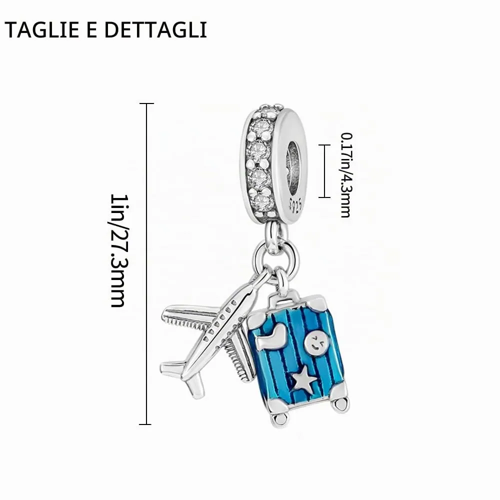 Pandach Bead Charm Ciondolo Argento Sterling 925 con Cubic Zirconia per Braccialetti e Collane Europei - immagine 5