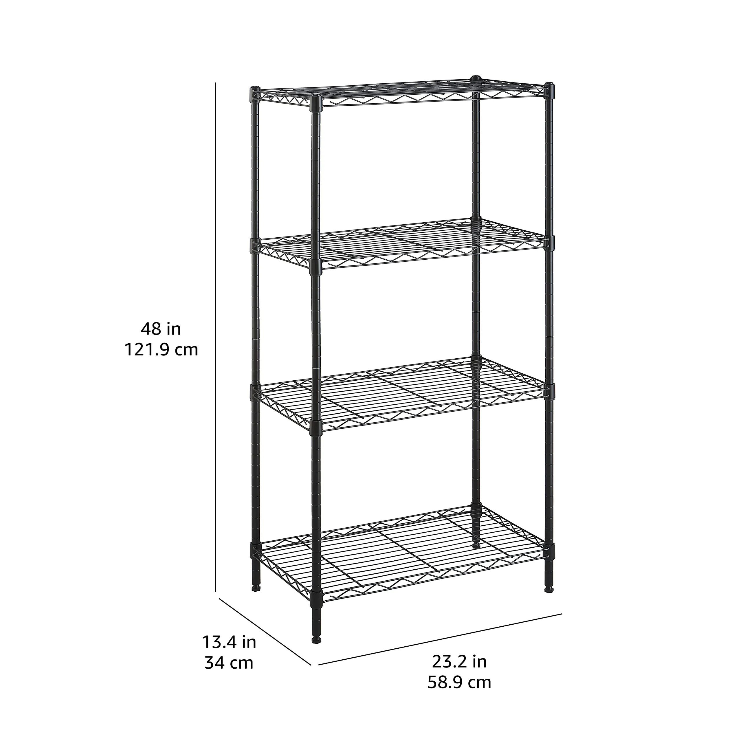Amazon Basics Scaffaliera a 4 ripiani, Nero, 34 x 59 x 122 cm - immagine 8