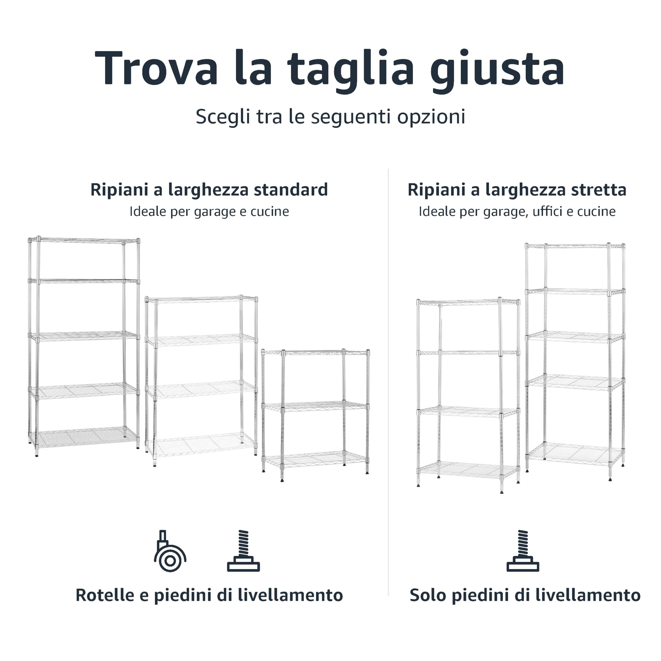 Amazon Basics Scaffaliera a 4 ripiani, Cromo, 34 x 59 x 122 cm - immagine 4