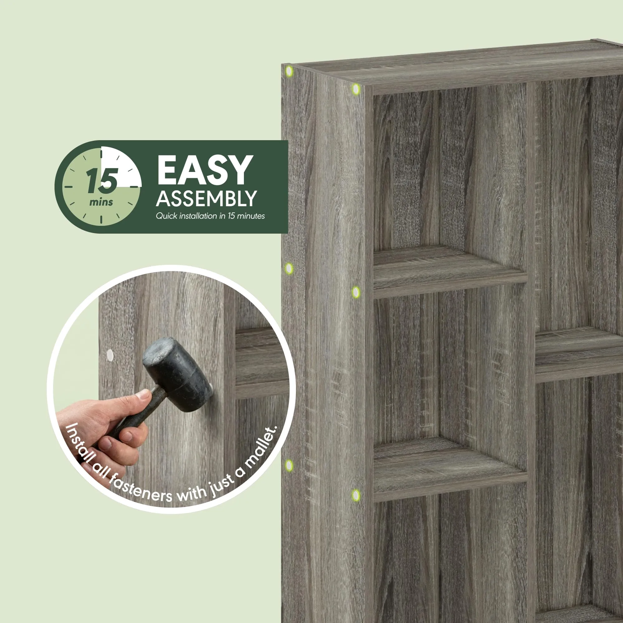 Furinno Luder 5-Cube Scaffale Aperto, Rovere Francese - immagine 4