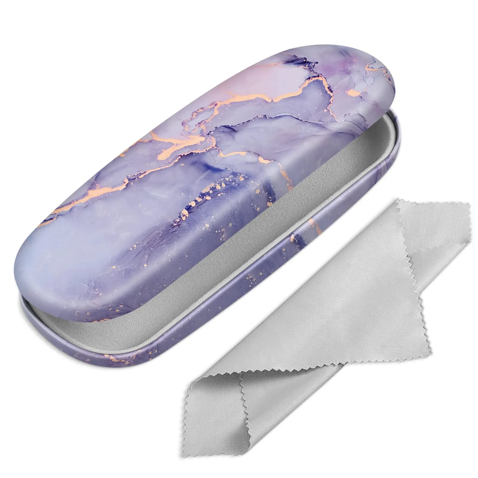 FINTIE Custodia Occhiali Rigida in Ecopelle, Marmo Viola - immagine 1
