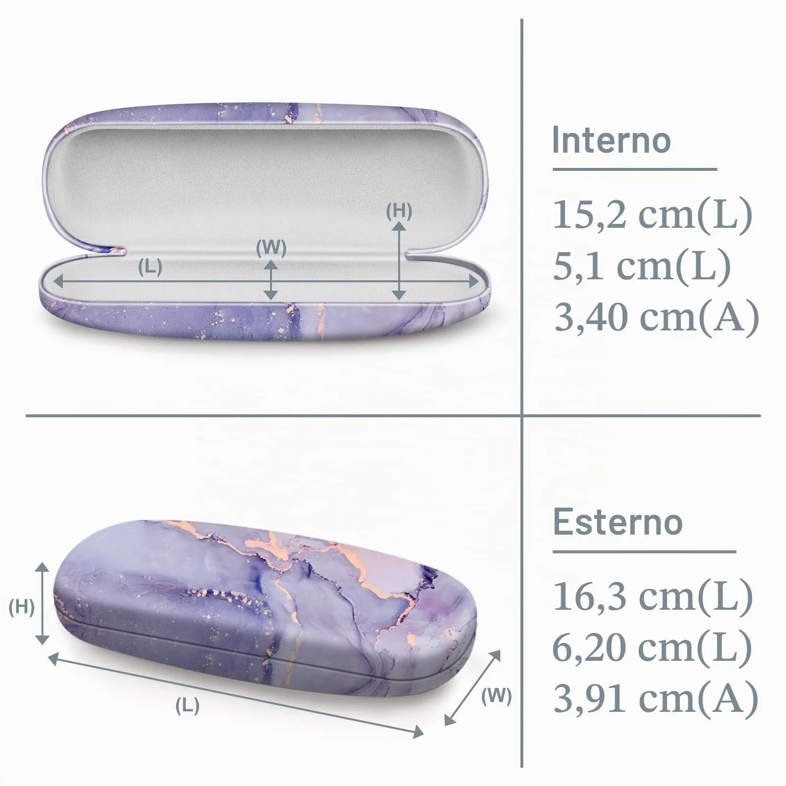 FINTIE Custodia Occhiali Rigida in Ecopelle, Marmo Viola - immagine 3